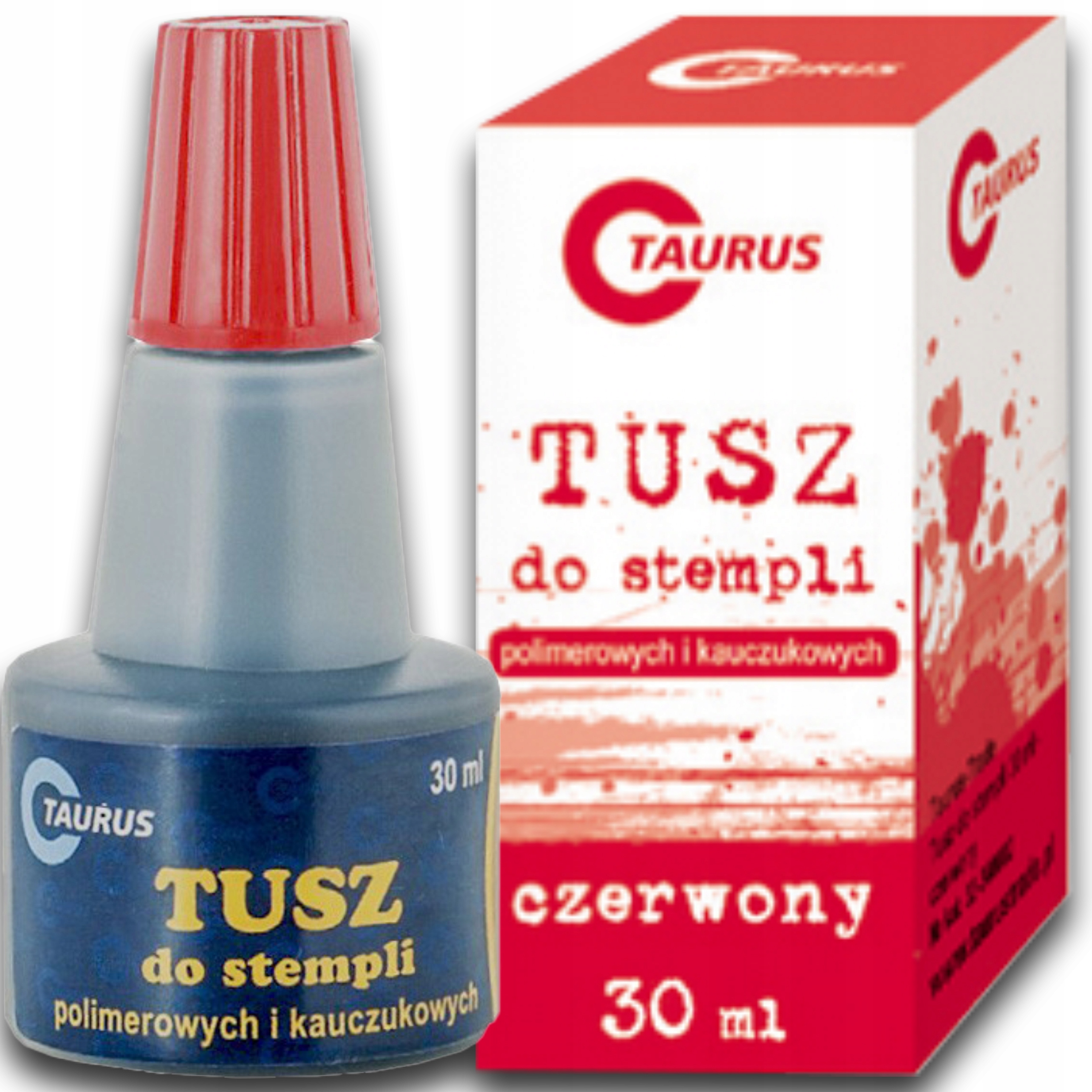 Tusz do pieczątek standardowy Taurus 30 ml czerwony Kolor tuszu czerwony