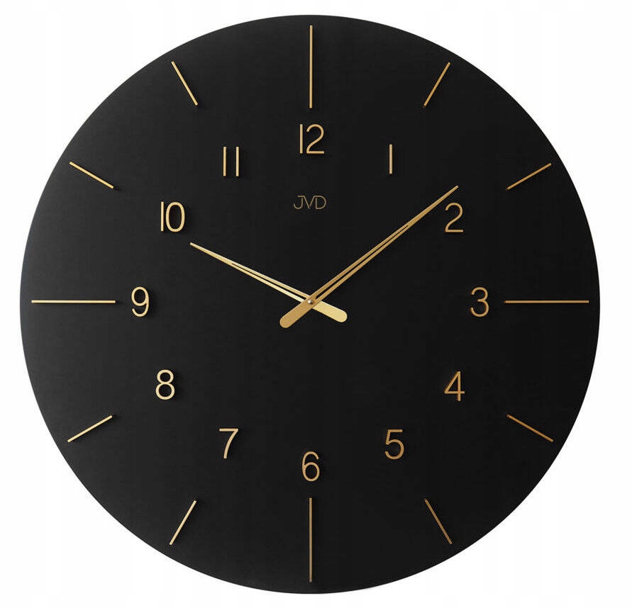 Elegantné Drevené Čierne Nástenné Hodiny Jvd HC701.2 70 cm Zlaté Ručičky