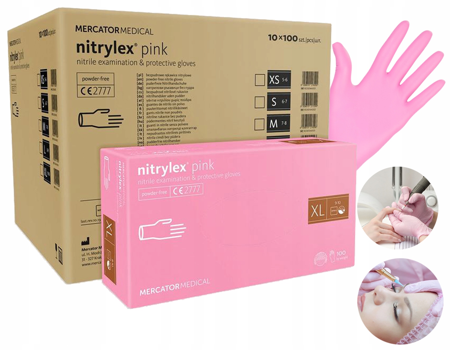 Rukavice Nitrylex Nitrilové Růžové 100 Ks XL 10ks