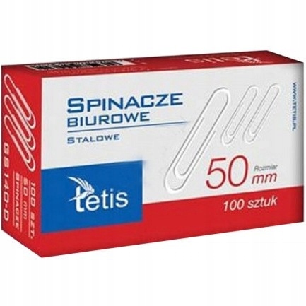 

Spinacze biurowe 50mm (100szt.) Office Tetis