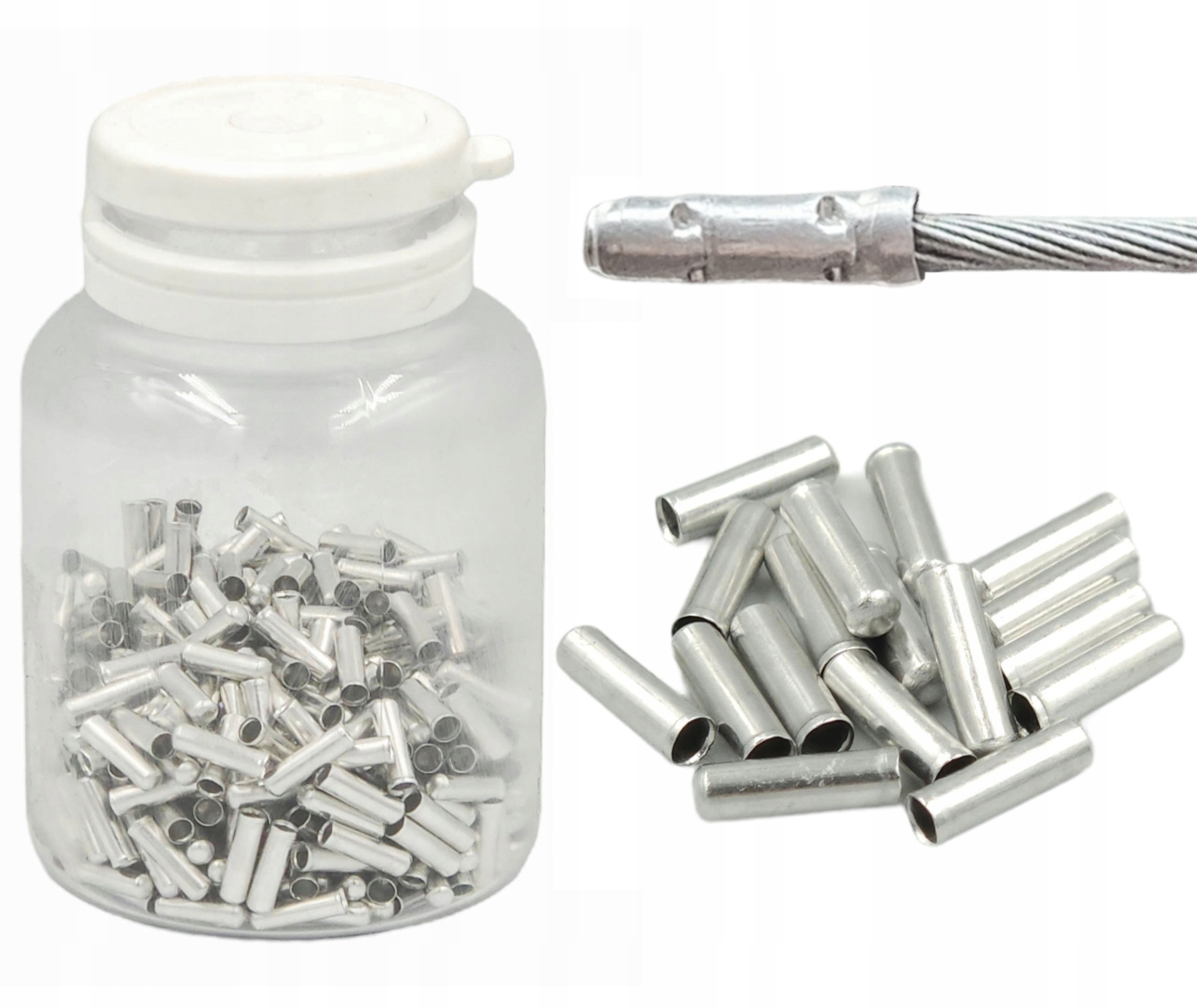 

500x końcówka linki aluminiowa srebrna butelka
