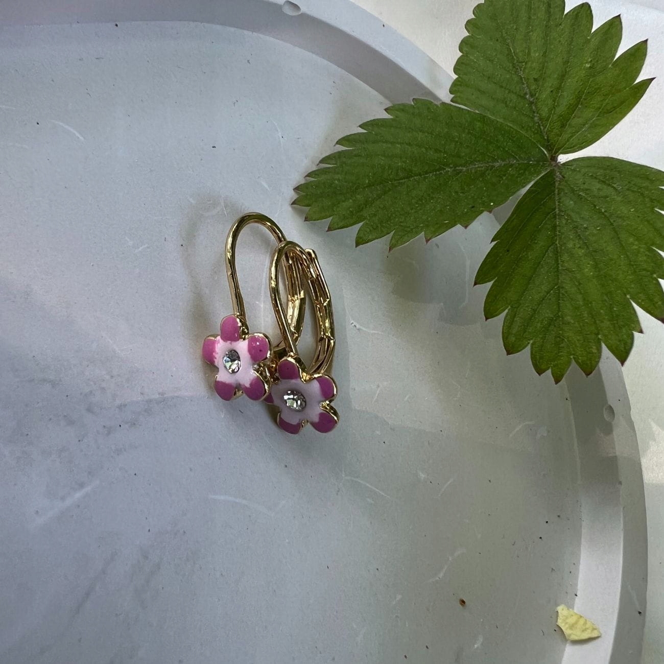 COLIBRA Pozłacane Kolczyki Złote Różowe Kwiatuszki Kwiatki Dla Dziewczynki Kod producenta p13270