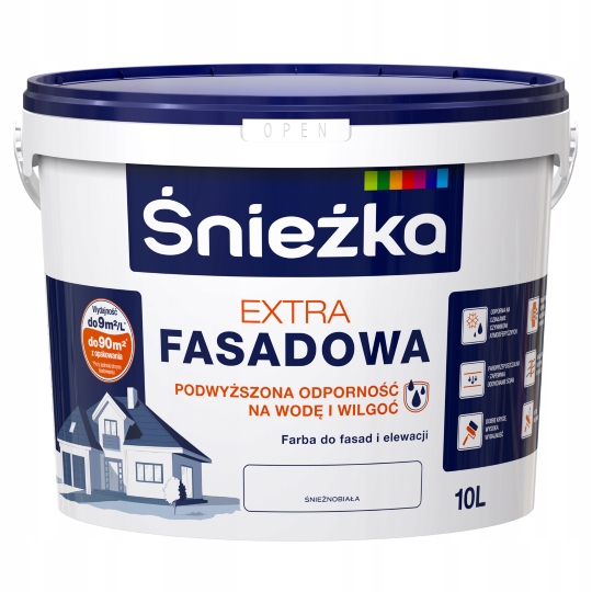 Śnieżka Extra Fasadowa Akrylowa zewnętrzna Farba Elewacyjna 10L Biały