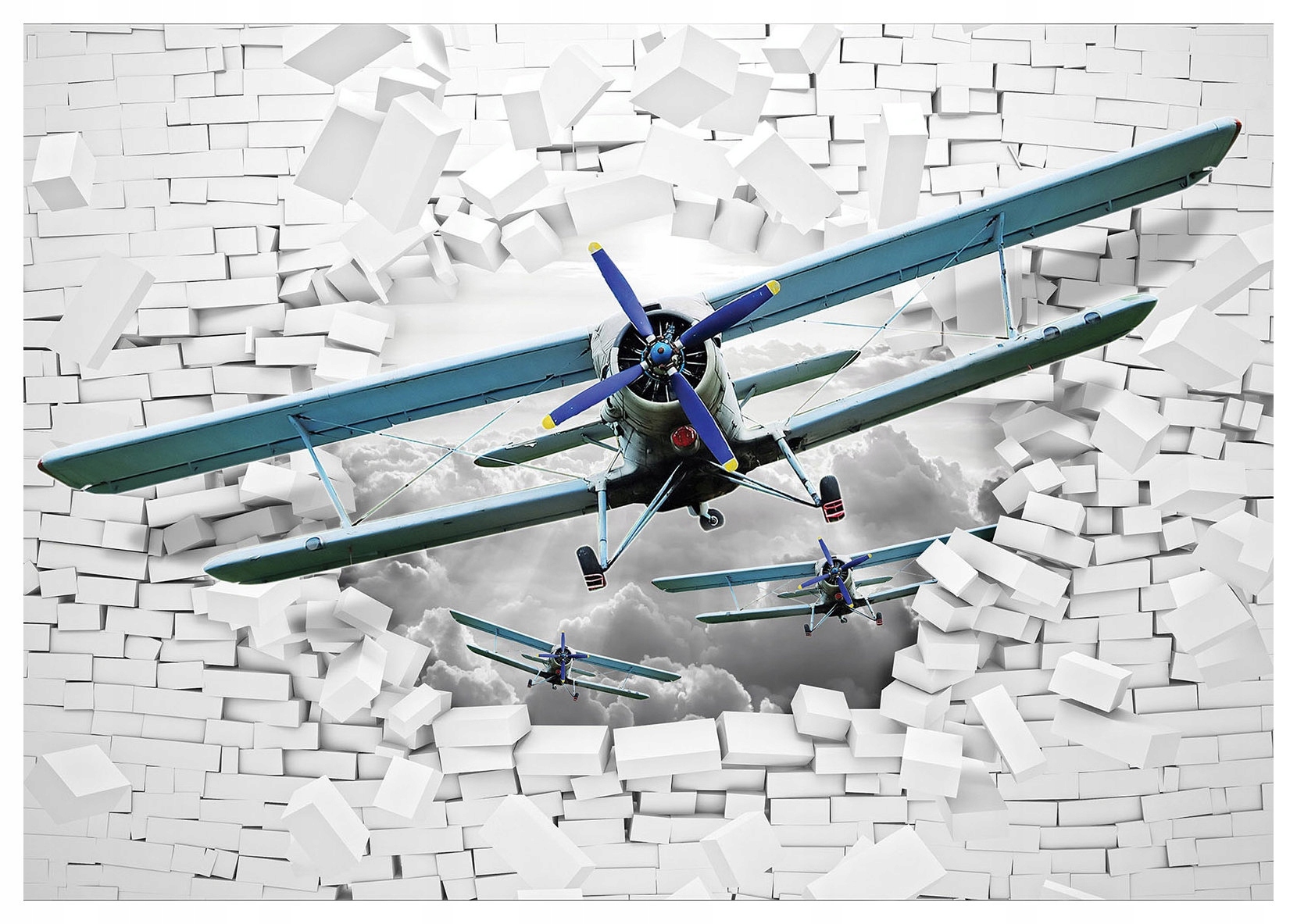 Fototapeta Letadla prorážejí zeď Dobrodružství v nebi 368x254 lepidlo