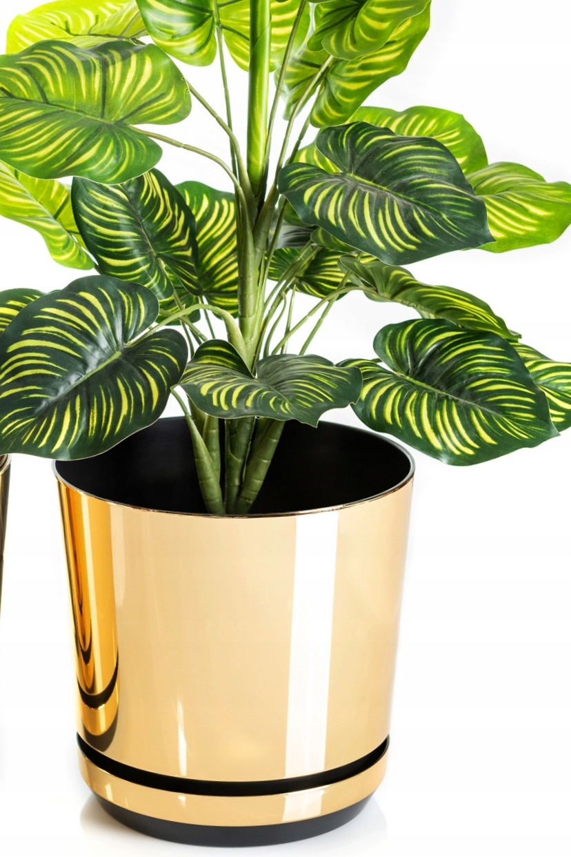 14 ZŁOTA BŁYSZCZĄCA wysoki połysk DONICZKA z podstawką OSŁONKA GLAMOUR dom