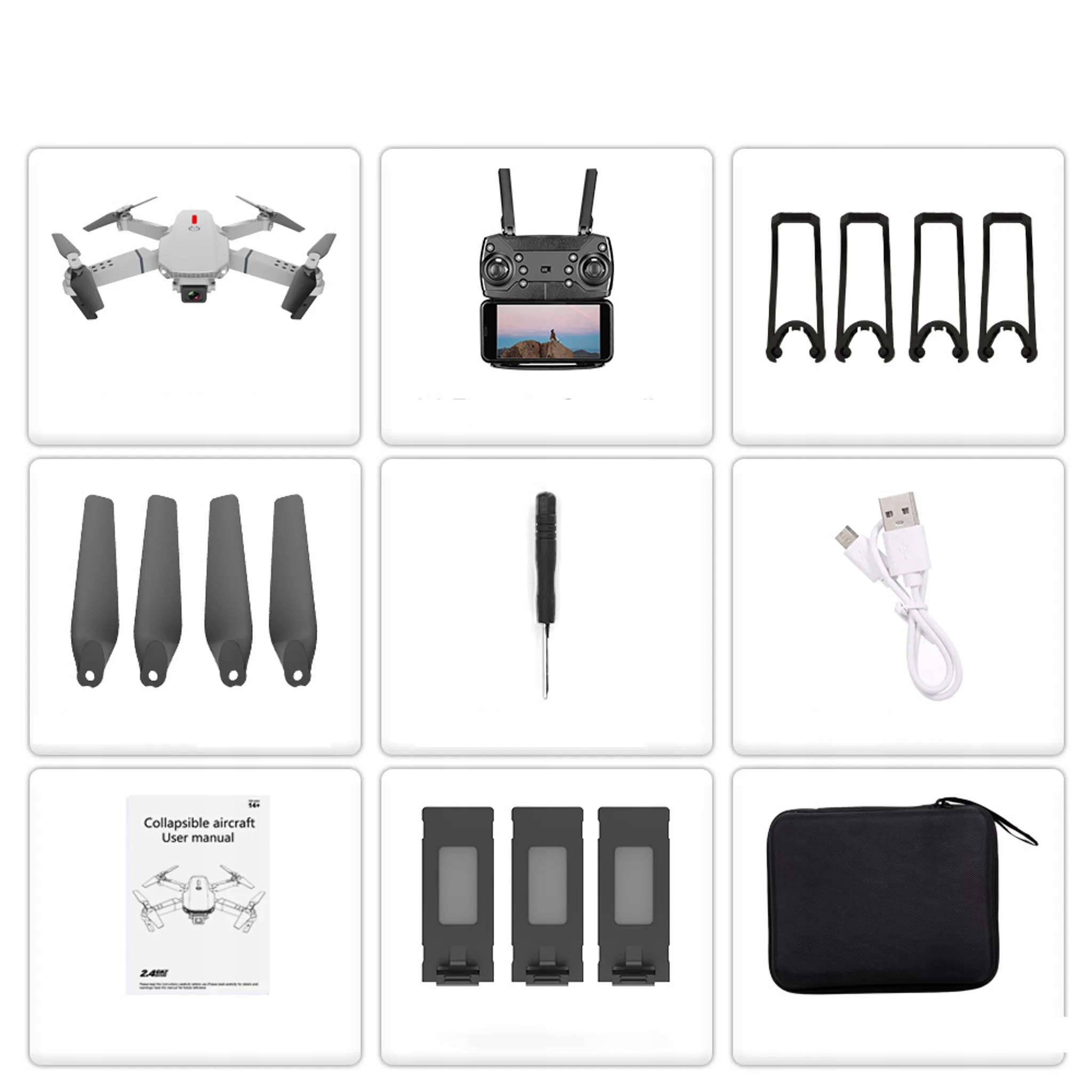 PILOT Z KAMERĄ HD DRON STEROWANY ZDALNIE UTRZYMANIEM WYSOKOŚCI Głębokość produktu 34 cm