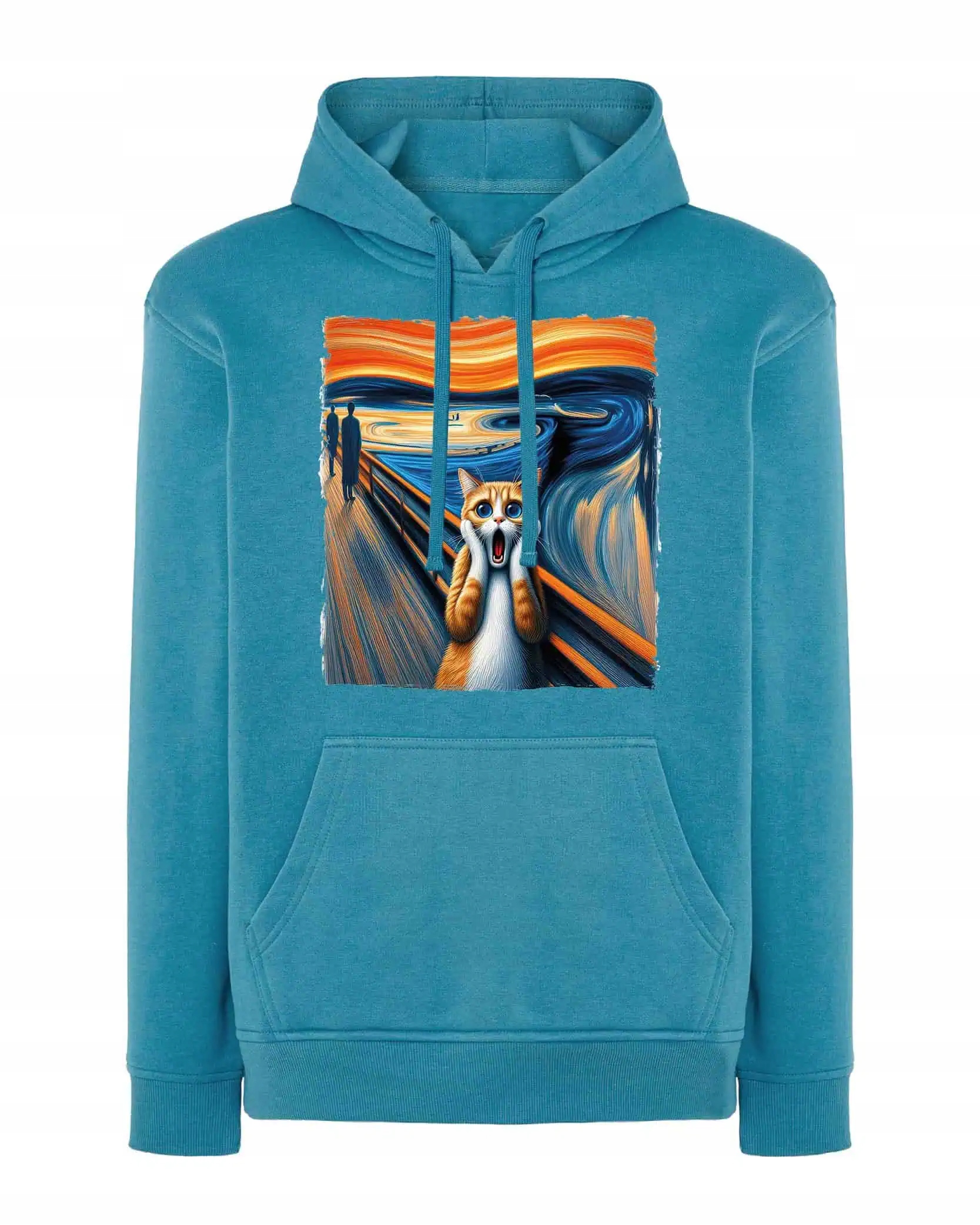 Mikina s kapucí Křik Edvard Munch Parodia Kočka Modrá M