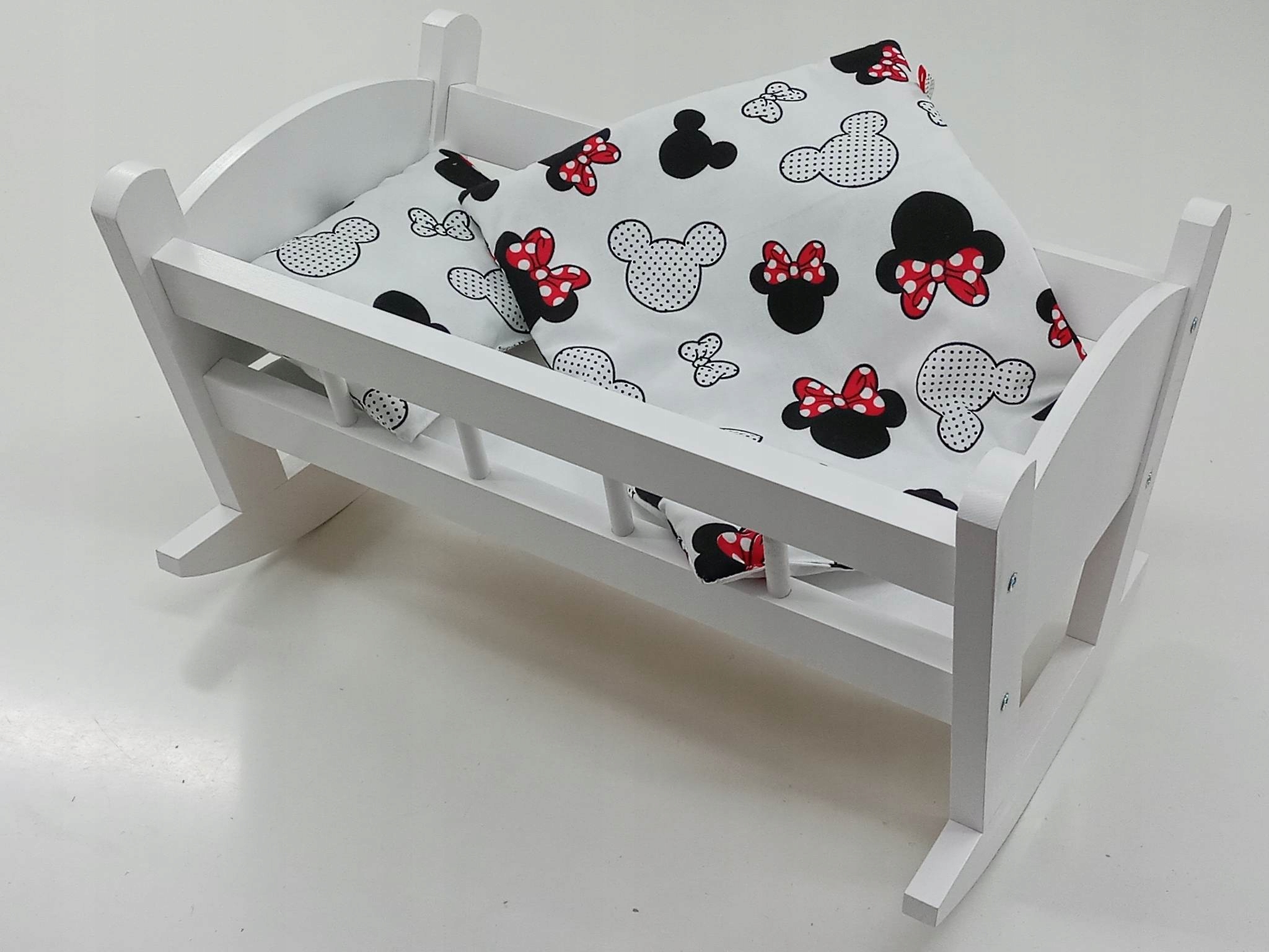 KOŁYSKA DLA LALEK BIAŁA + POŚCIEL Z MATERACEM