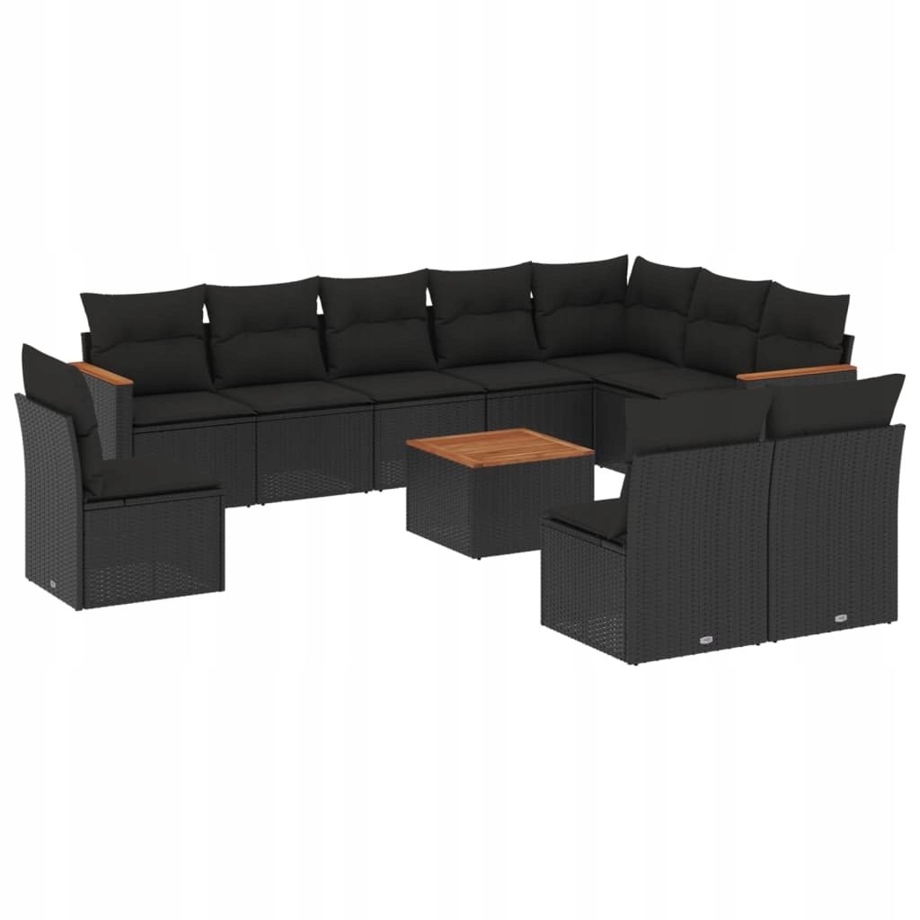 Set zahradního nábytku technorattan vidaXL černý 11 el.