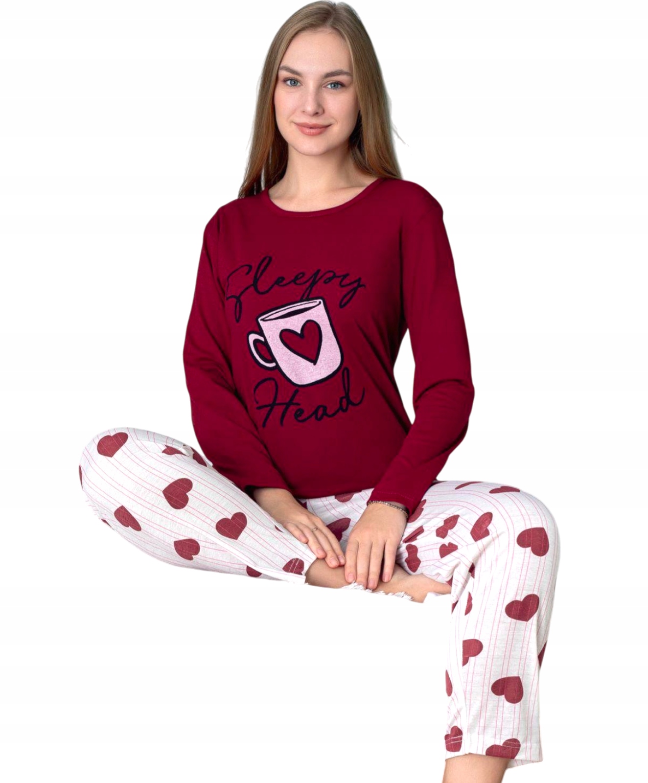 PIŻAMA BAWEŁNIANA WYGODNA BLUZKA DŁUGI RĘKAW DŁUGIE SPODNIE ROZM. L Marka Inna marka