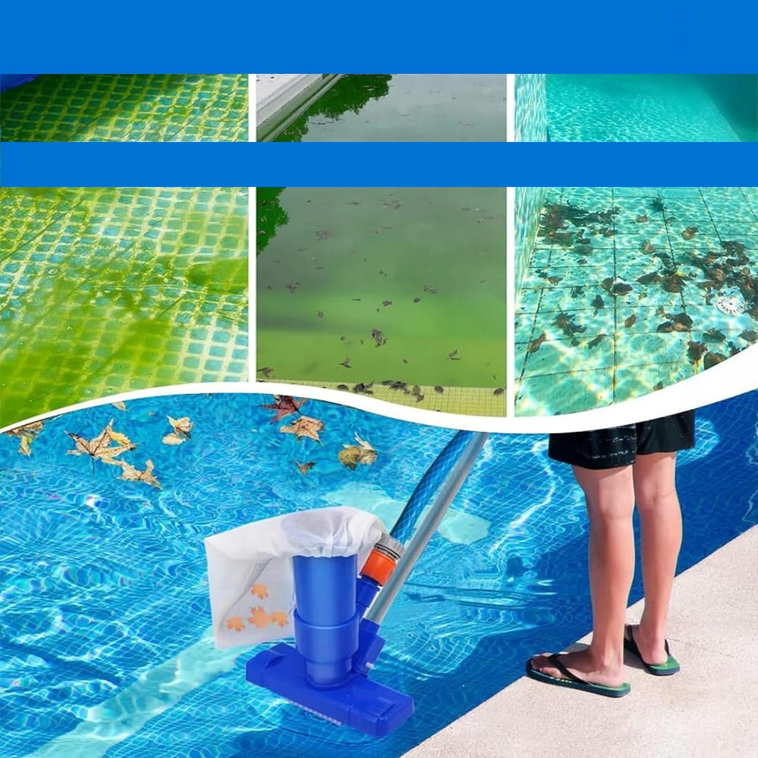 5 w 1 ODKURZACZ DO BASENU ZESTAW BASENOWY WYSUWANY CZYSZCZENIE BASENU Model 5 w 1