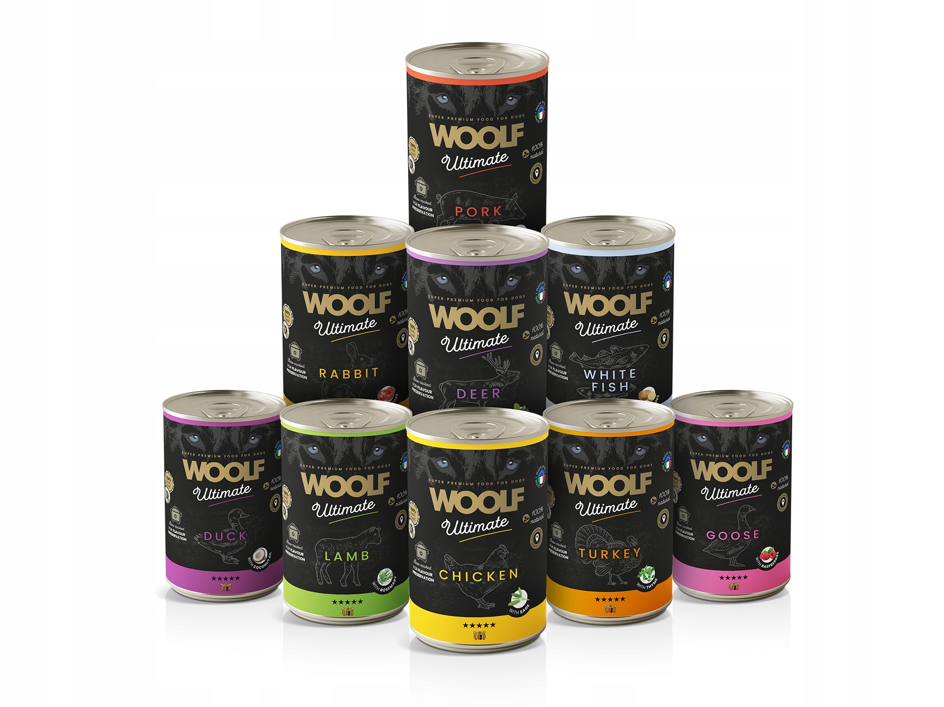 Levně Woolf Ultimate Krmivo Vlhké Monoproteinové Degustační sada MIX 9x400g