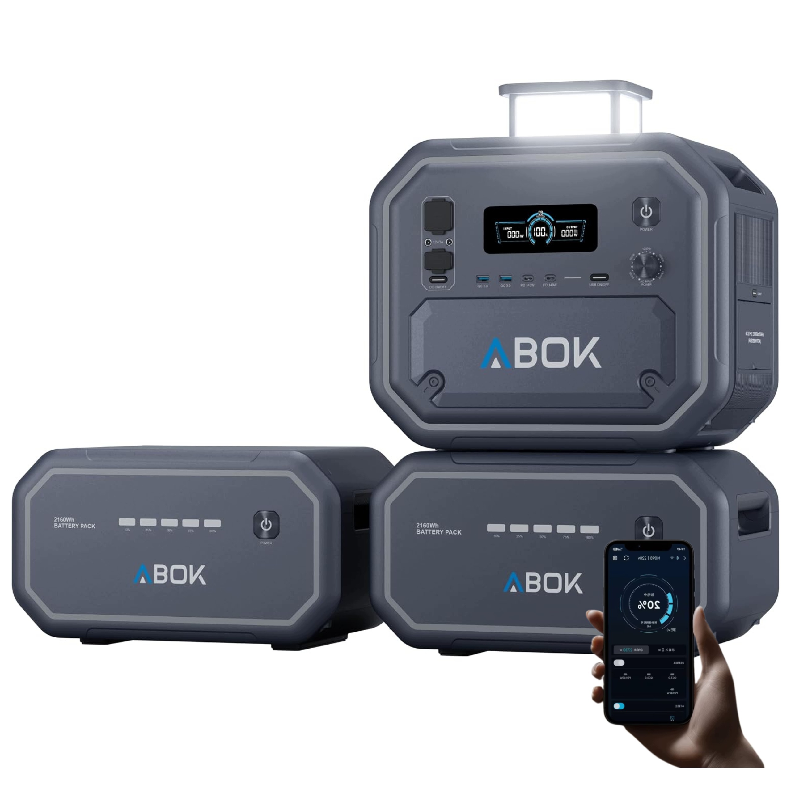 Zestaw Offgridowo stacja Abok Ark2800 2x dodatkowa bateria łącznie 6480Wh