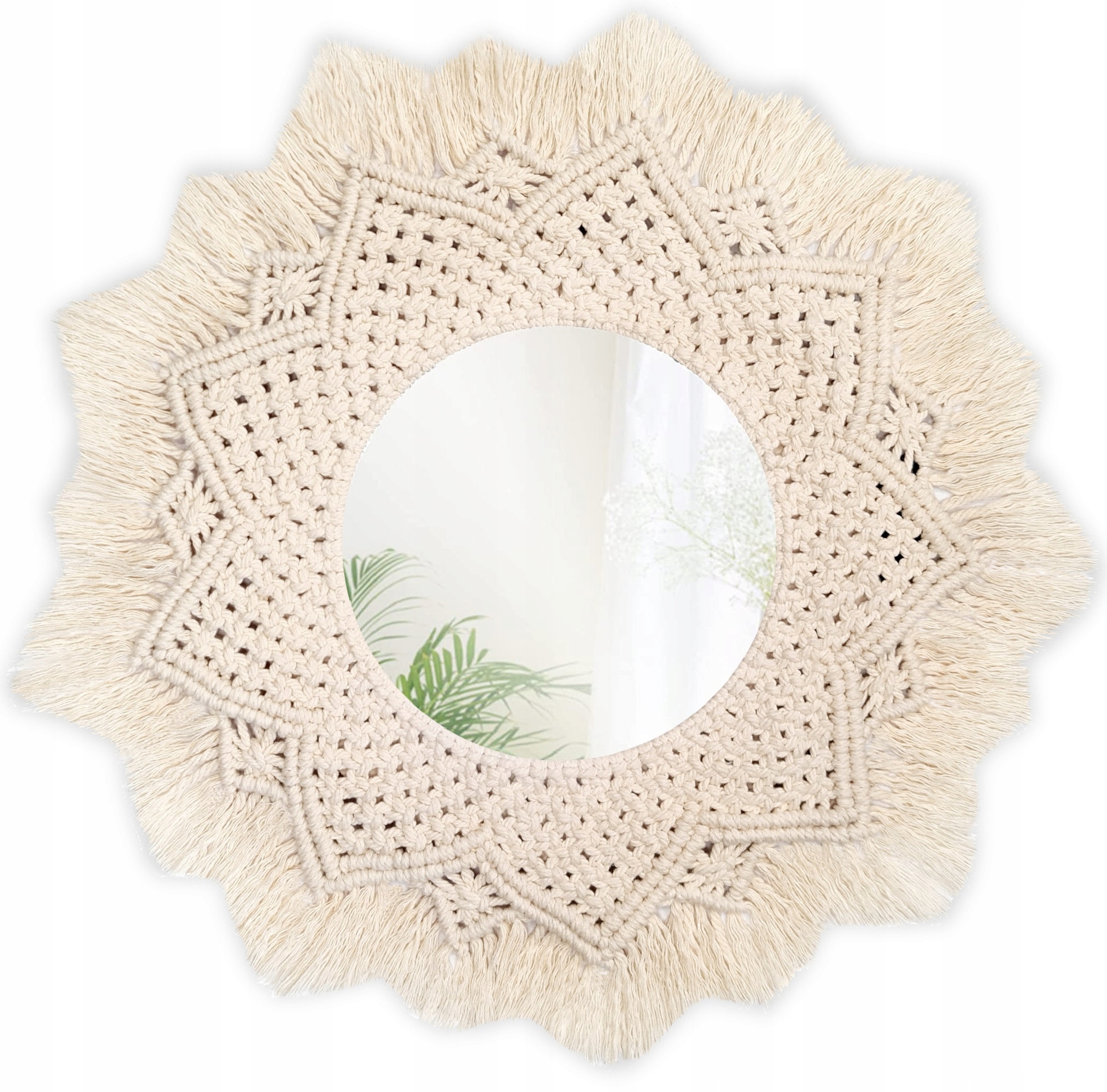 

Wiszące Lustro Boho Duże Ścienne Naturalne XXL