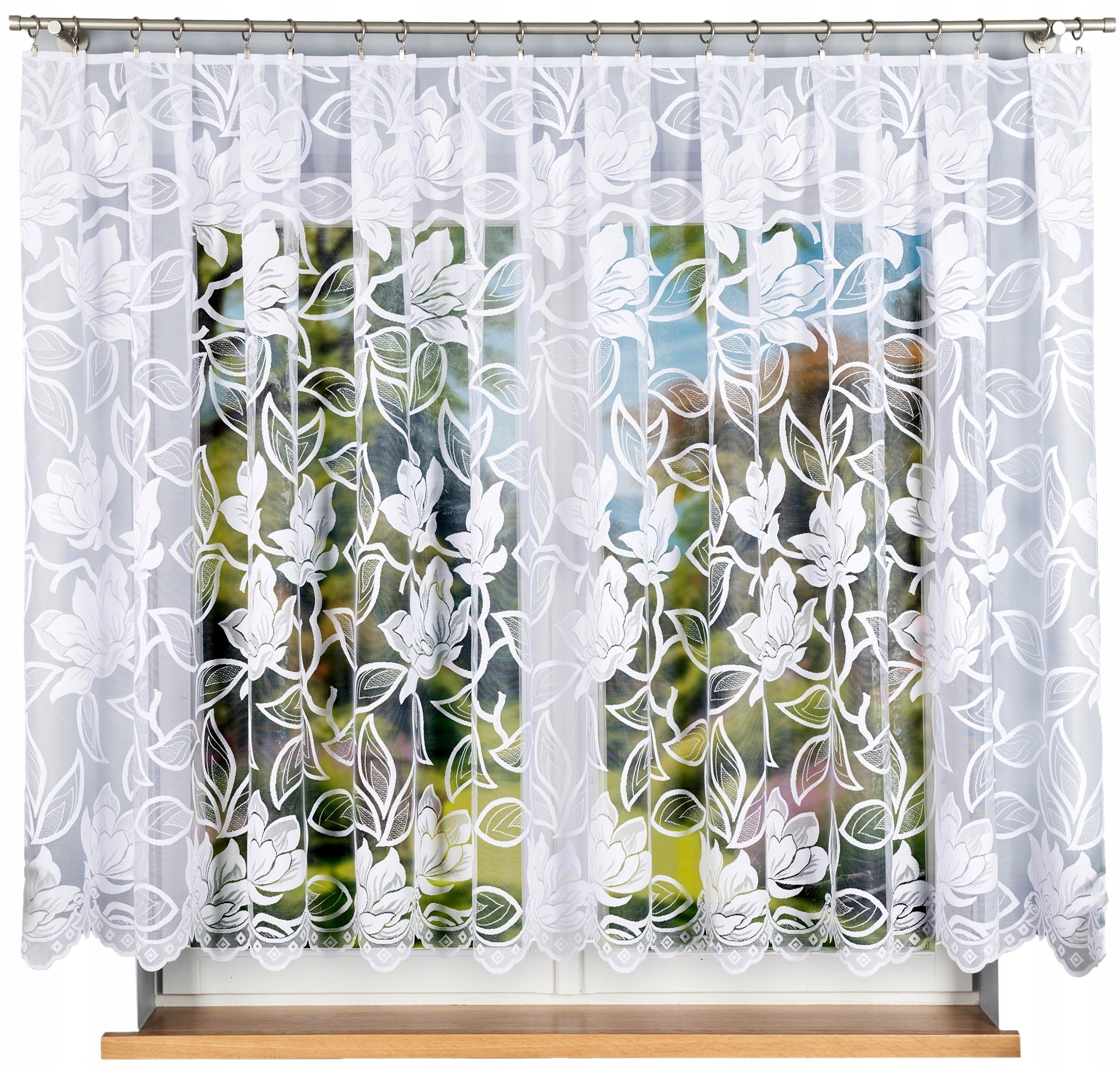 Záclona vzor 23338 500x150cm rovná (hotová) s obšitím