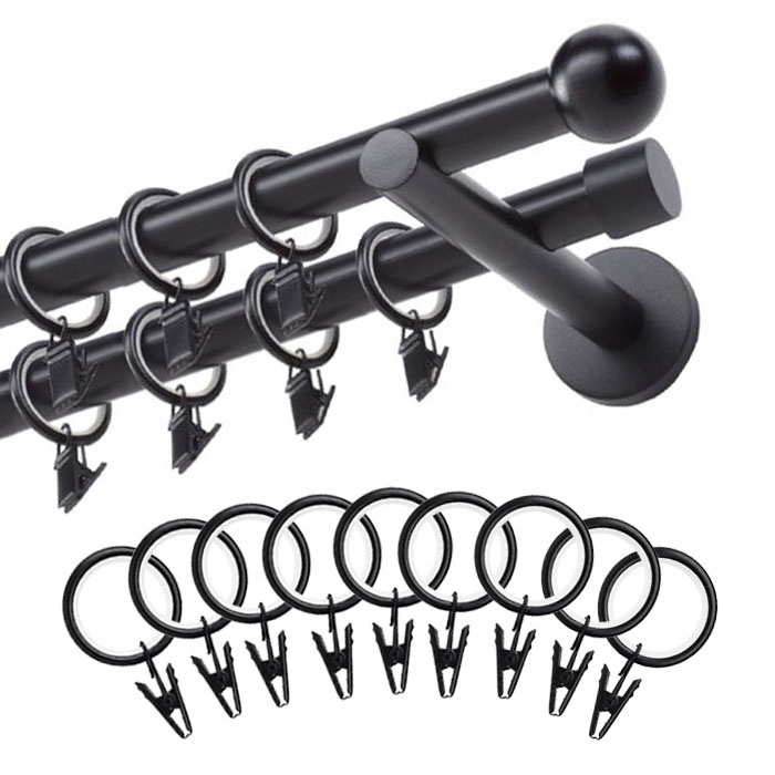 

Karnisz czterometrowy modny czarny mat średnica 19