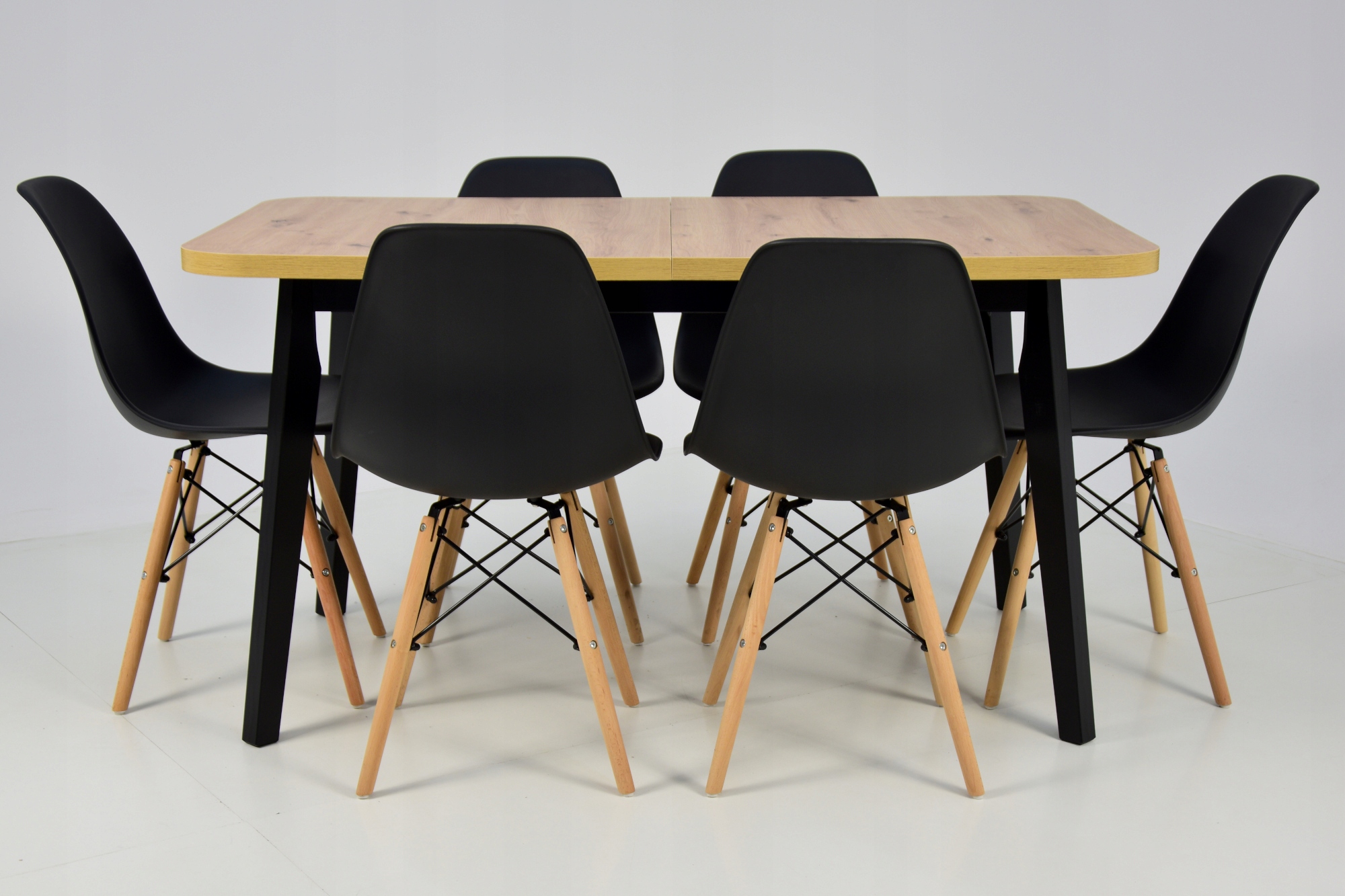 Stół 80x140/180 cm BLAT DĄB ARTISAN +6 krzeseł Liczba elementów w zestawie 7