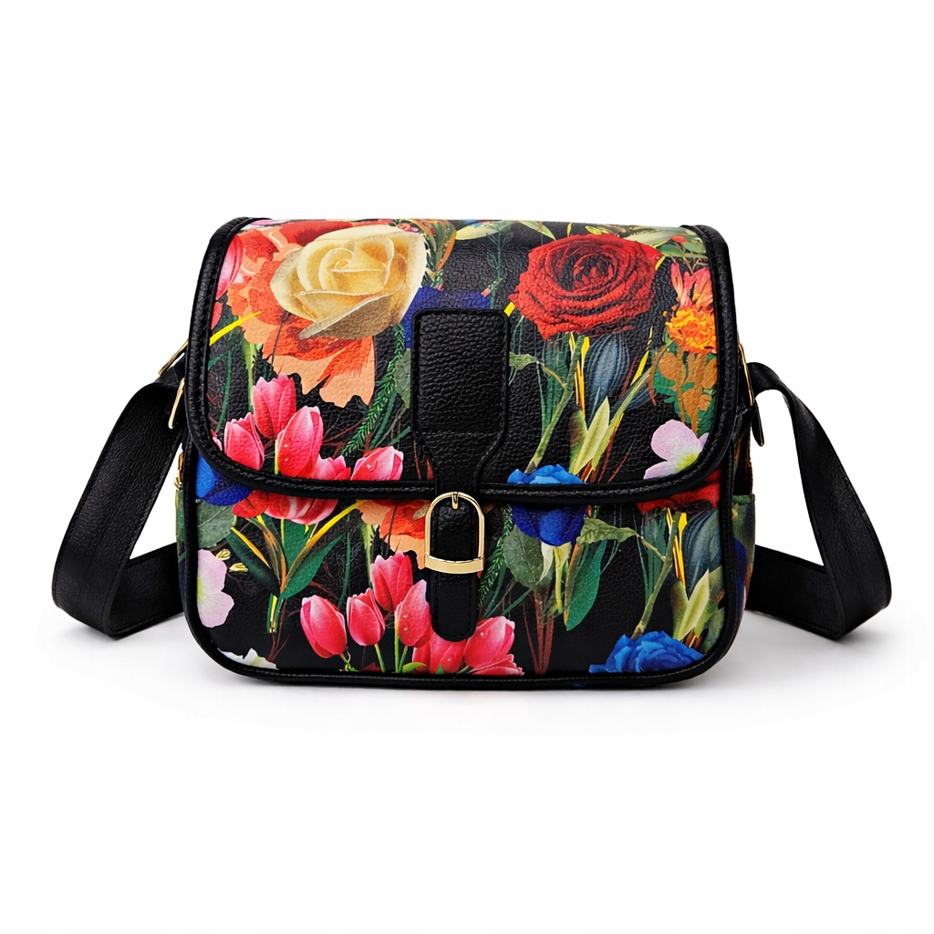 Torebka Damska Listonoszka Kwiaty Motyle Kolorowa Pasek Regulowany