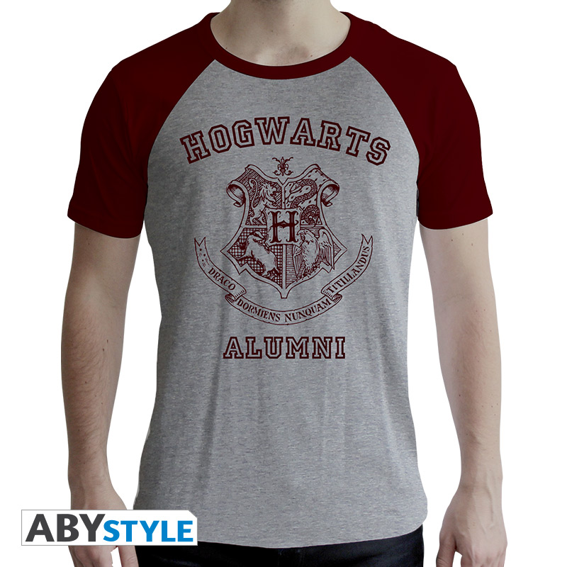 Harry Potter T-shirt "Alumni" męski Ss szary i czerwony M