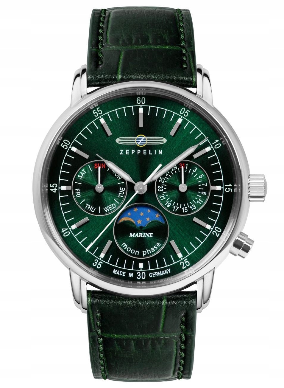 Nové originální dámské hodinky Zeppelin Lz 14 Marine 8635-4 s fází měsíce