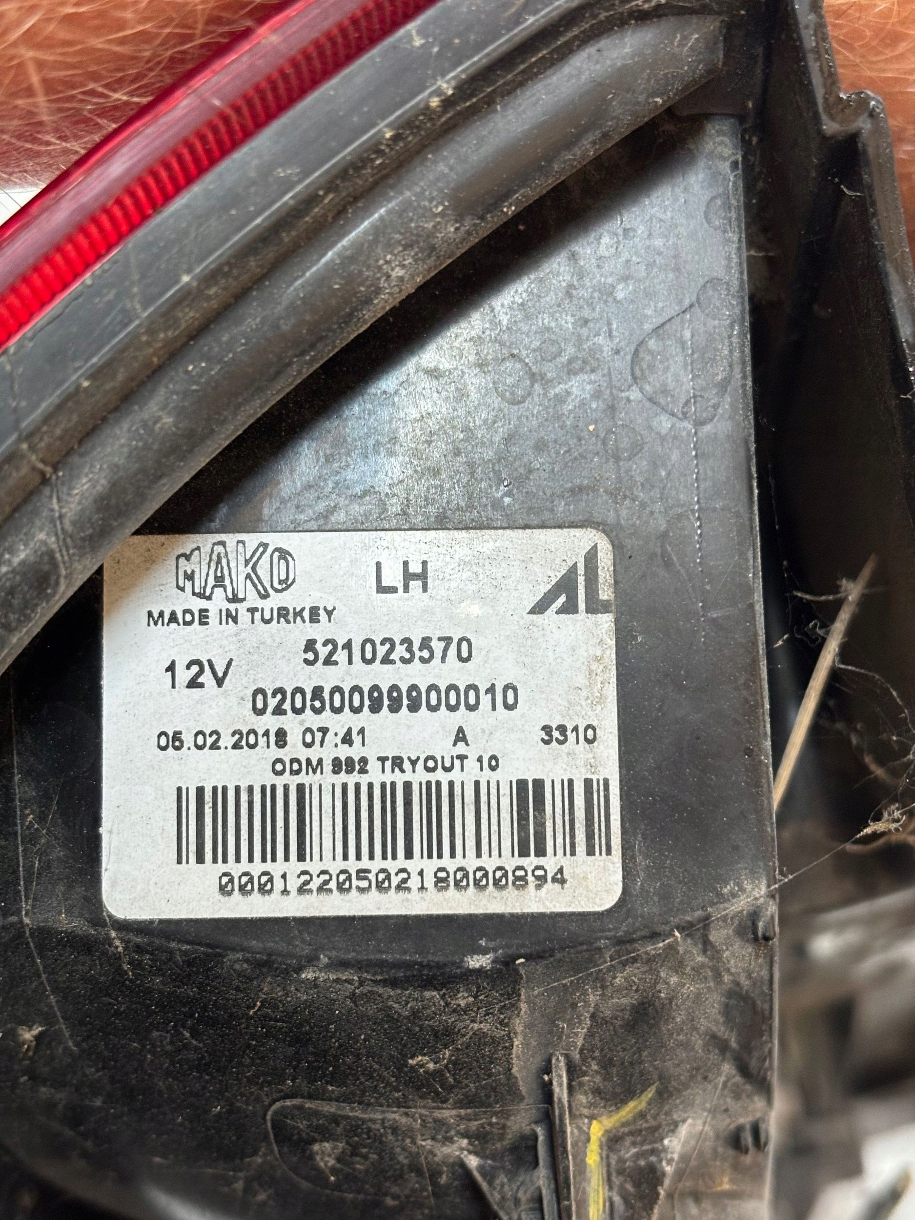 light rear part rear left FIAT PANDA III 3