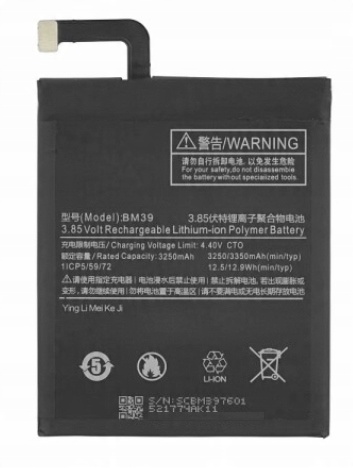 

Bateria do Xiaomi Mi 6 BM39 3250 mAh Li-Ion 4,4 V
