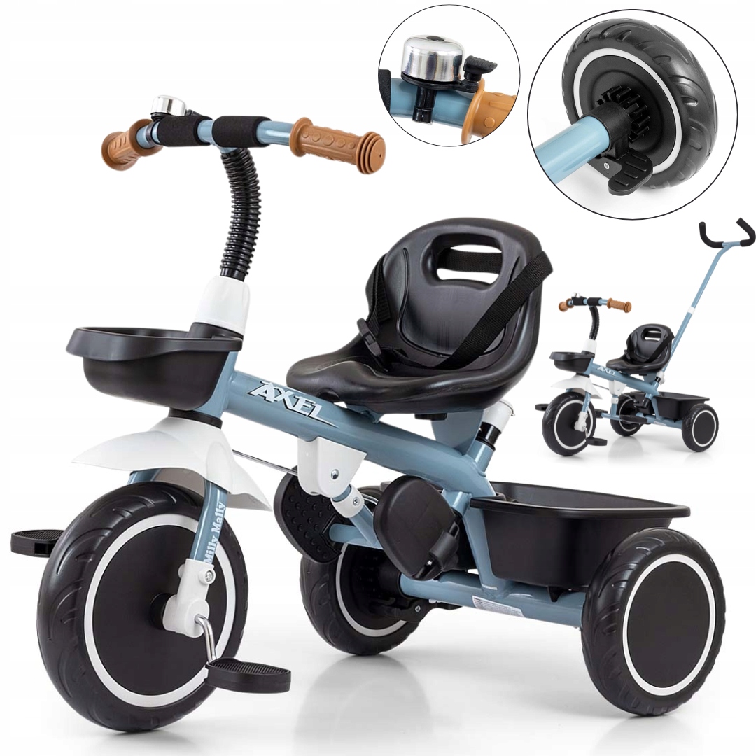 Milly Mally Rowerek Trójkołowy dziecięcy pchacz jeździk 2w1 Axel Denim