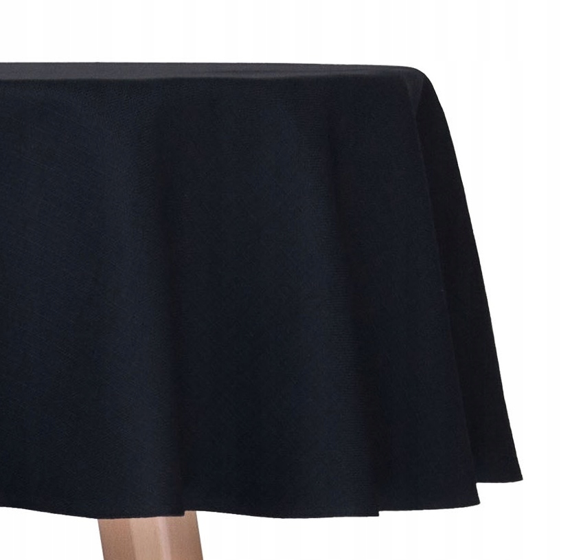 Obrus Plamoodporny okrągły Bawełna Koło Ø160cm AZ-086 Topaz Czarny