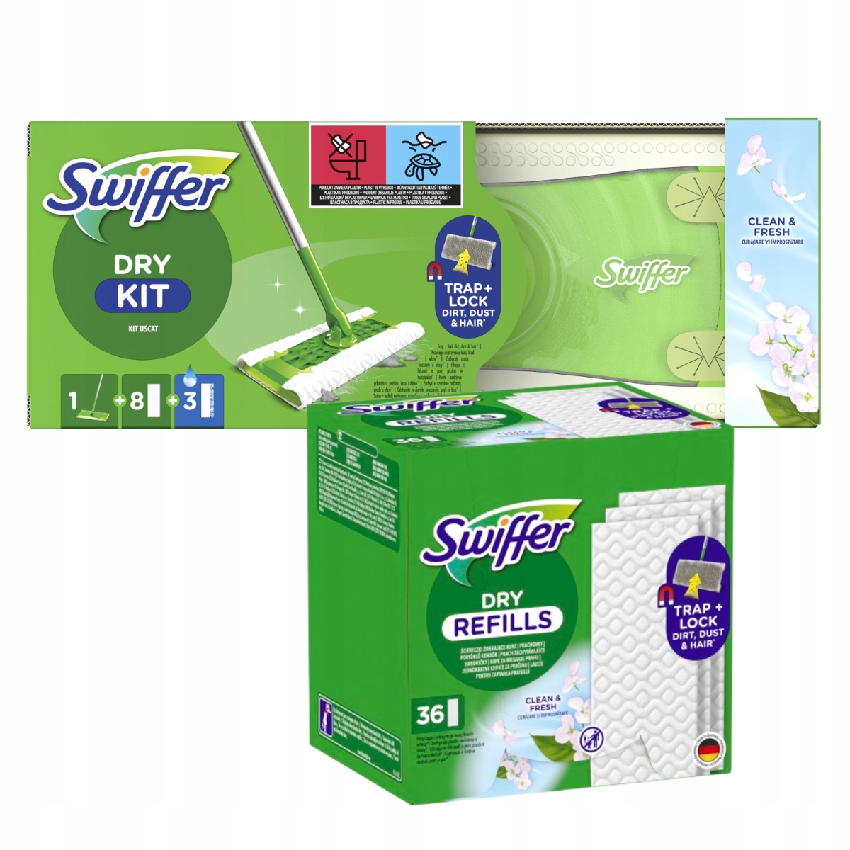 Zestaw Swiffer Dry Kit do kurzu suche ściereczki do kurzu 36 sztuk