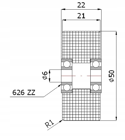 ROLKA fi 50 PODWÓJNIE ŁOŻYSKOWANA do 100 kg 6mm Marka inny