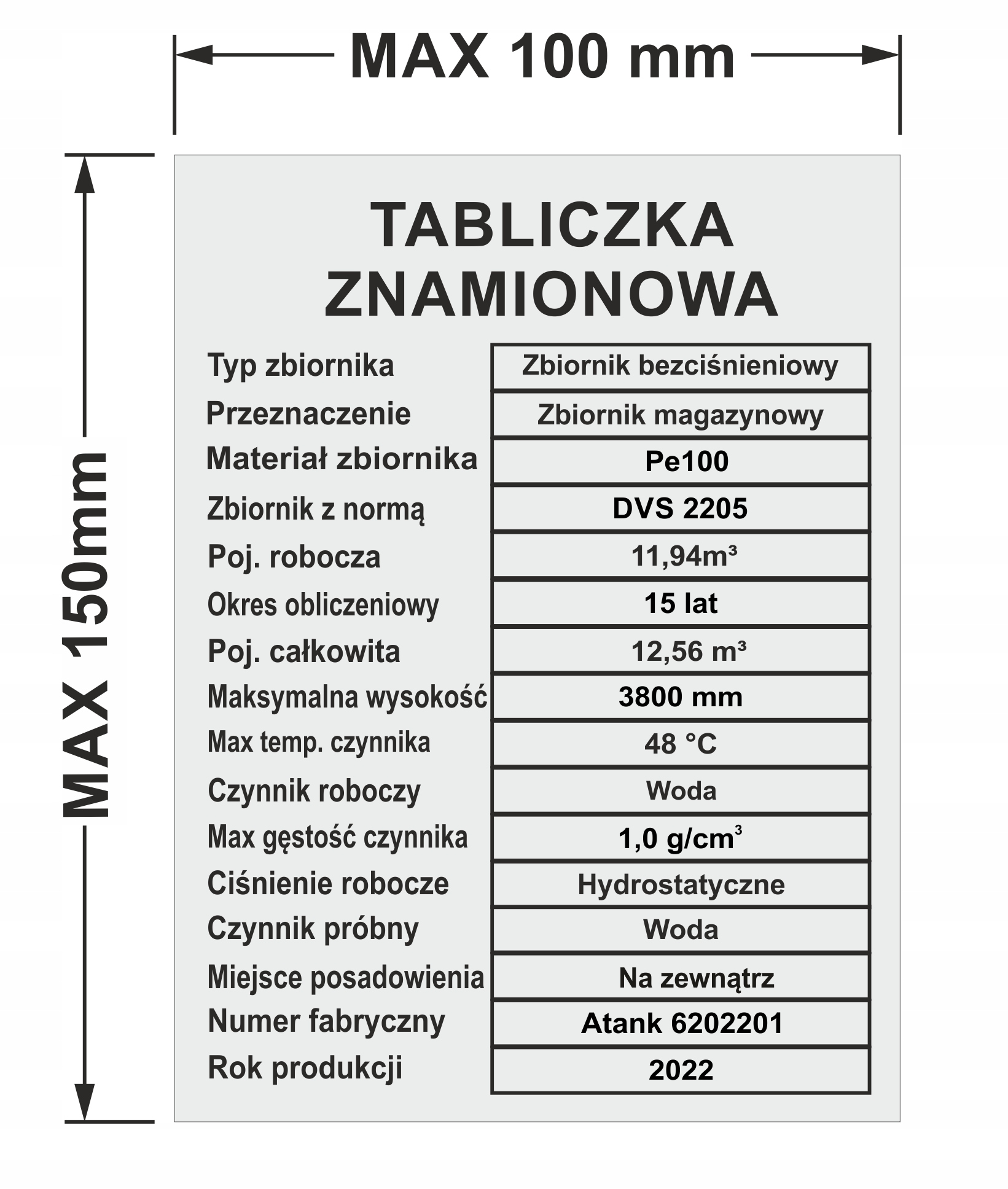 Tabliczka znamionowa trwały nadruk Producent części Inny