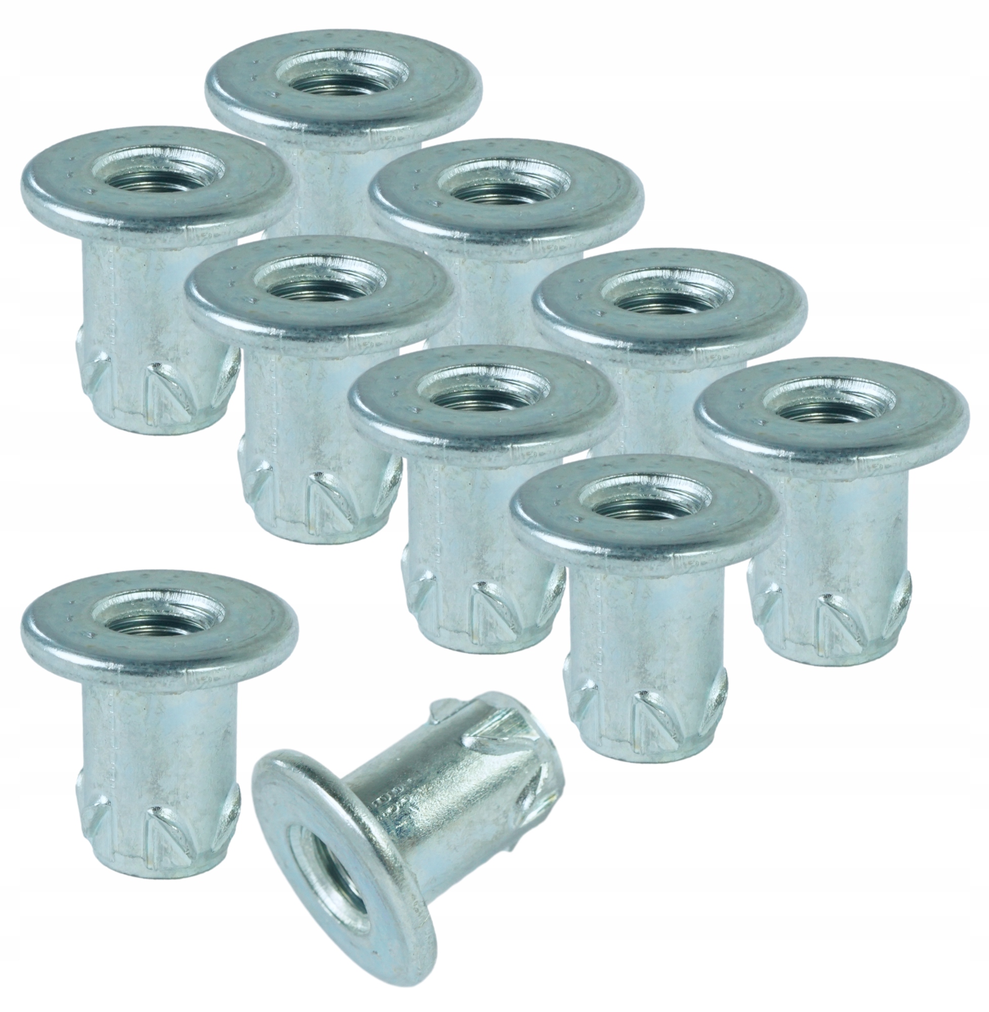 100 x Nátrubek M8 x 16 mm s přírubou, zapichovací nábytková vpusť pro dřevo, nožky