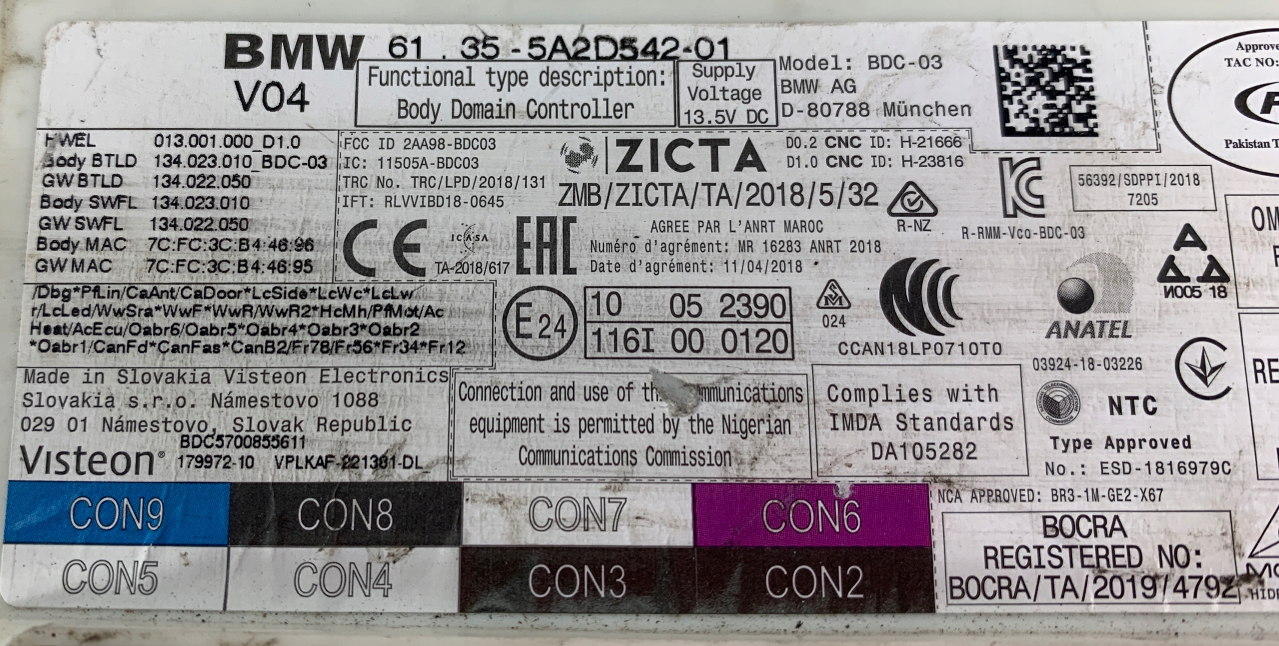 BMW G module control unit KOMFORTU BDC 5A2D542