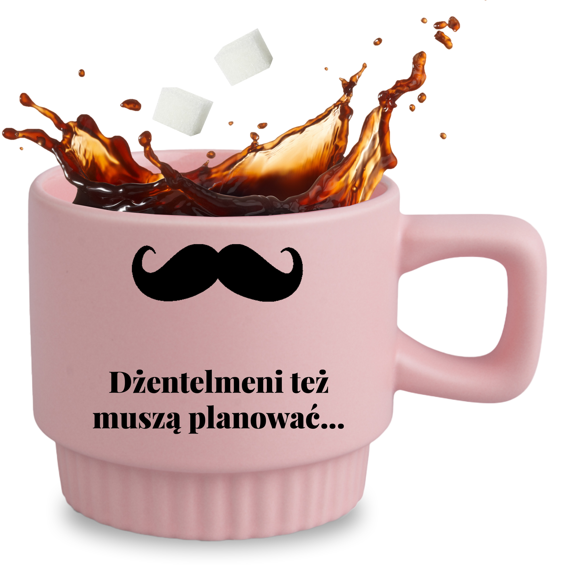 Rýhovaný Hrnek Růžový Jedinečný Dárek Gentlemanské Kníry Také Musí Plánovat