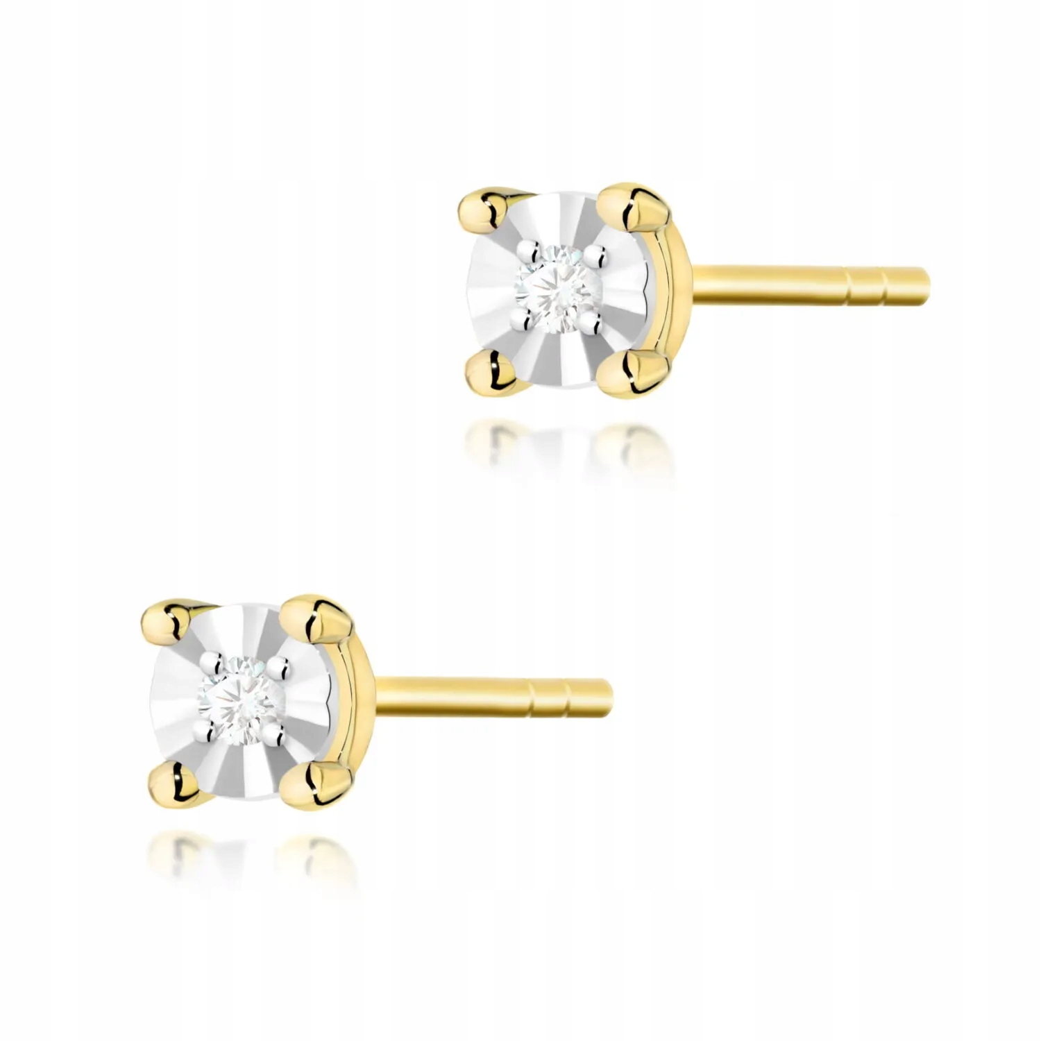 Złote kolczyki z brylantami diamenty 2 x 0,03ct żółte złoto pr. 585