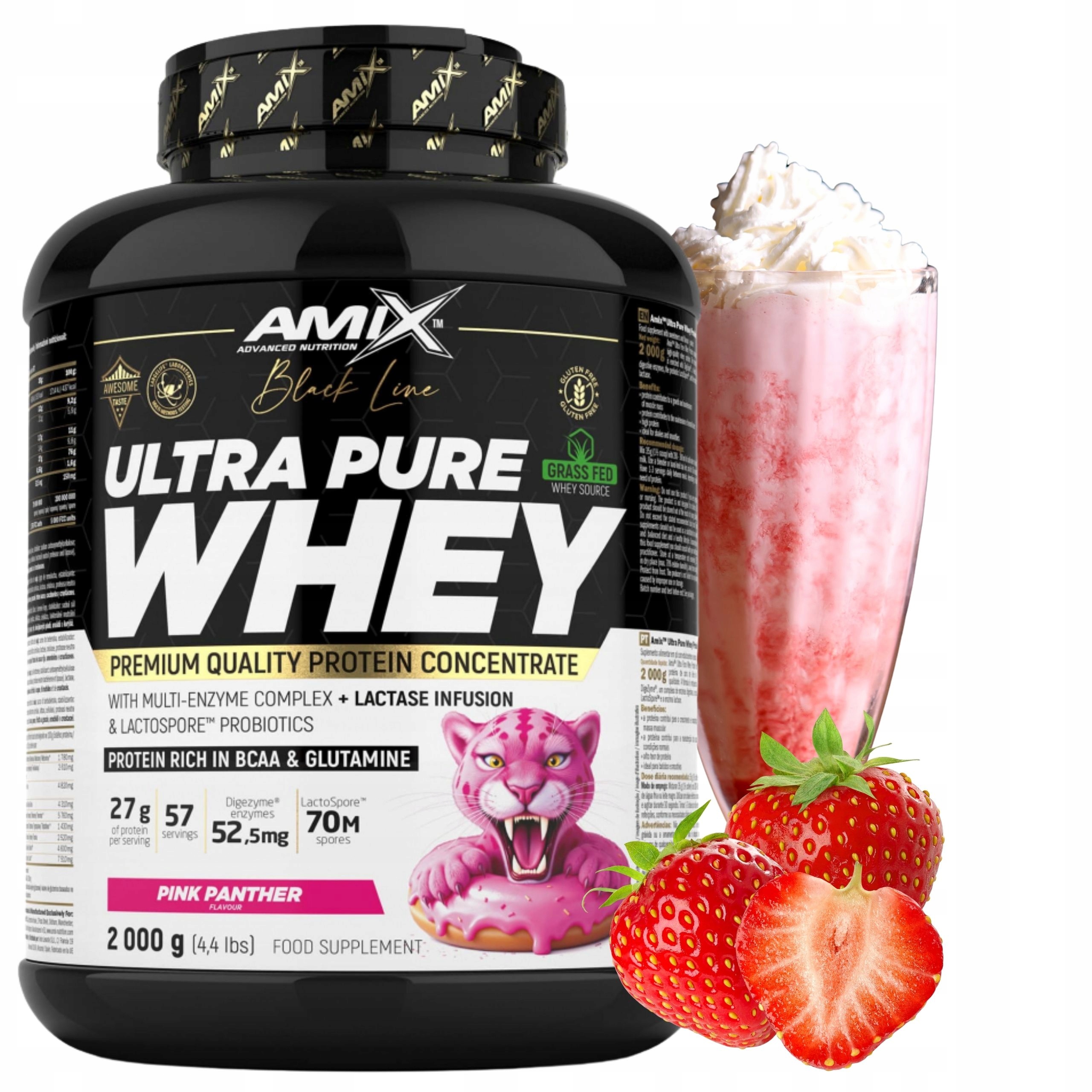Protein Wpc Pure Whey Digezyme 2000 g Jahodový protein