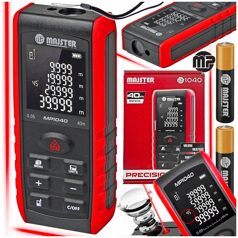 Dalmierz Laserowy 40M Cyfrowy Miernik Poziomica Laserowa Majster Pro