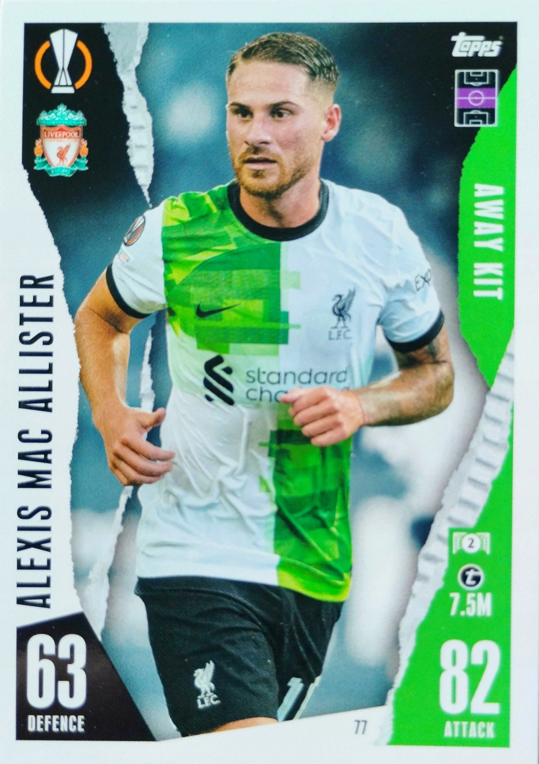 Topps Match Attax Extra 2023/2024 Away Kit 77 Alexis Mac Allister Liverpool