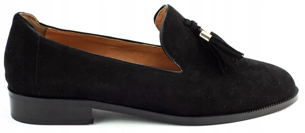 Dámské kožené mokasíny na plochém podpatku 04642 černé 37