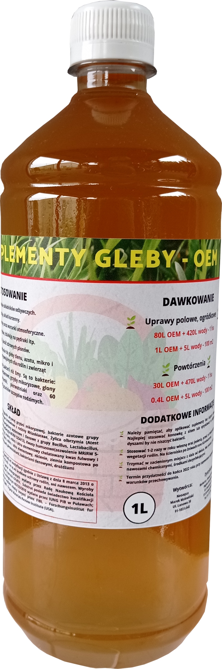 

Suplementy gleby Oem Emy Tlenowe mikroorganizmy 1L