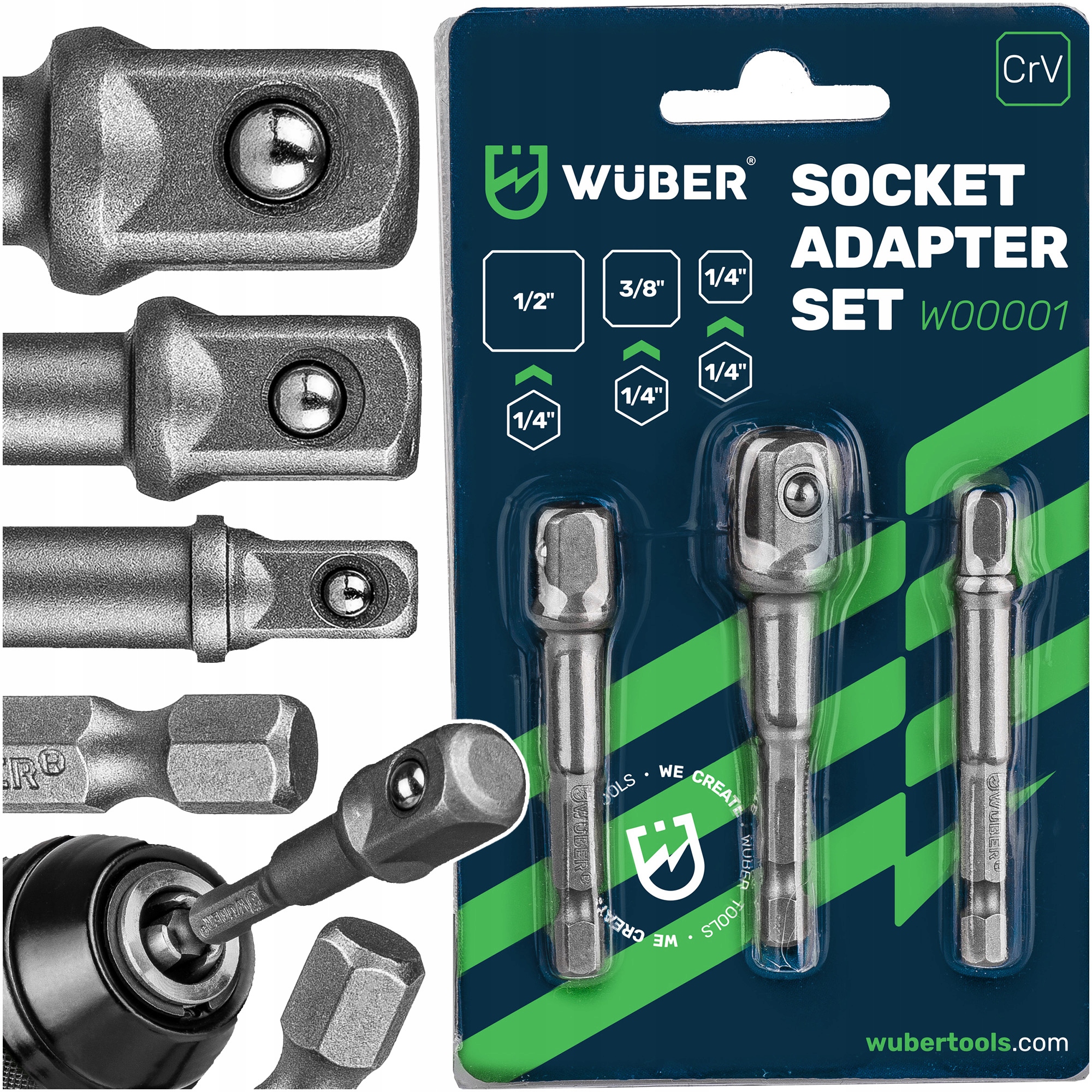 Zestaw Adapterów Hex Do Nasadek 1/4 3/8 1/2 Wuber