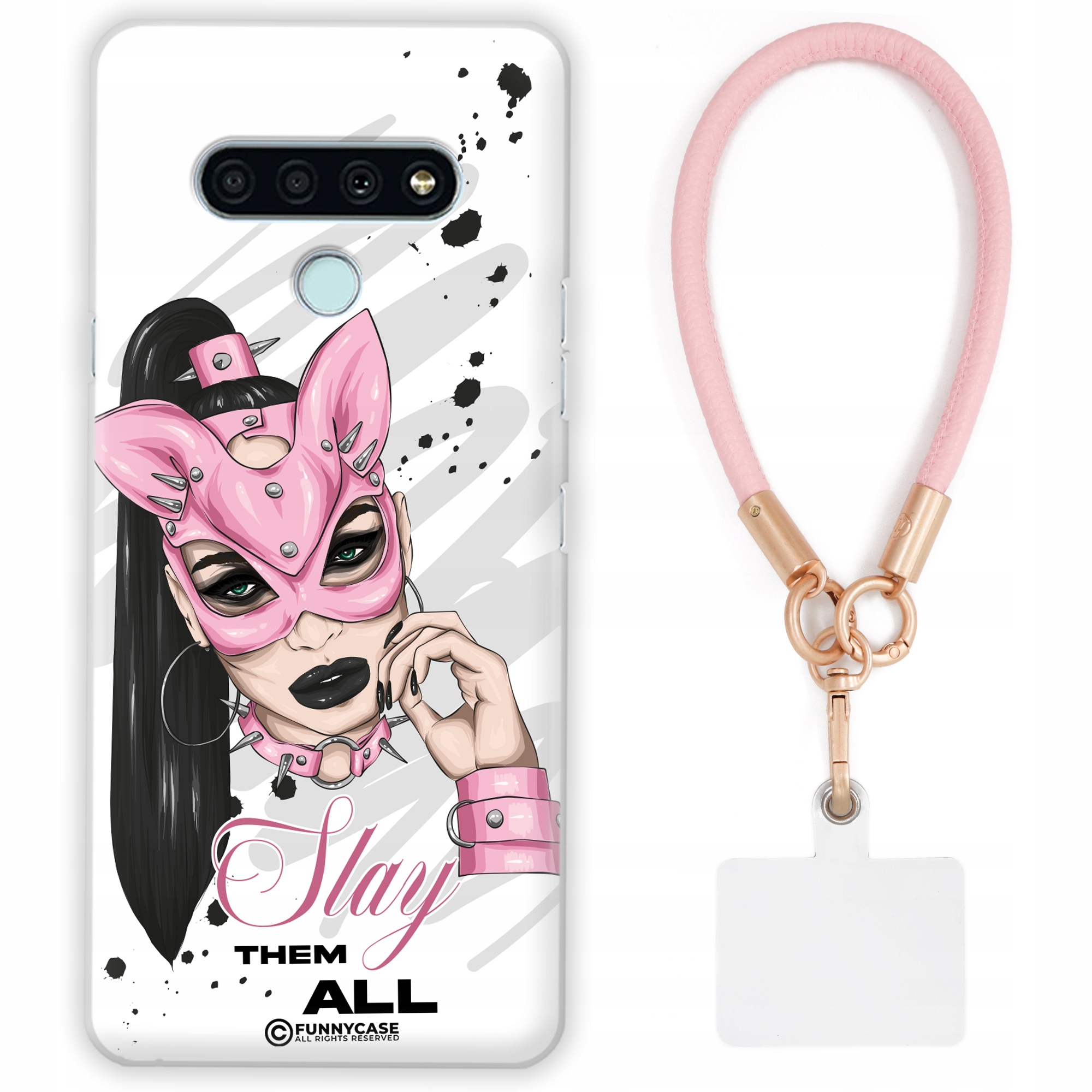 Pouzdro Pro Lg K71 Case Ženské Bitch Queen Slay Růžové Kožené Vodítko S Vzory