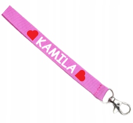 Smycz na klucze z imieniem na nadgarstek - serca