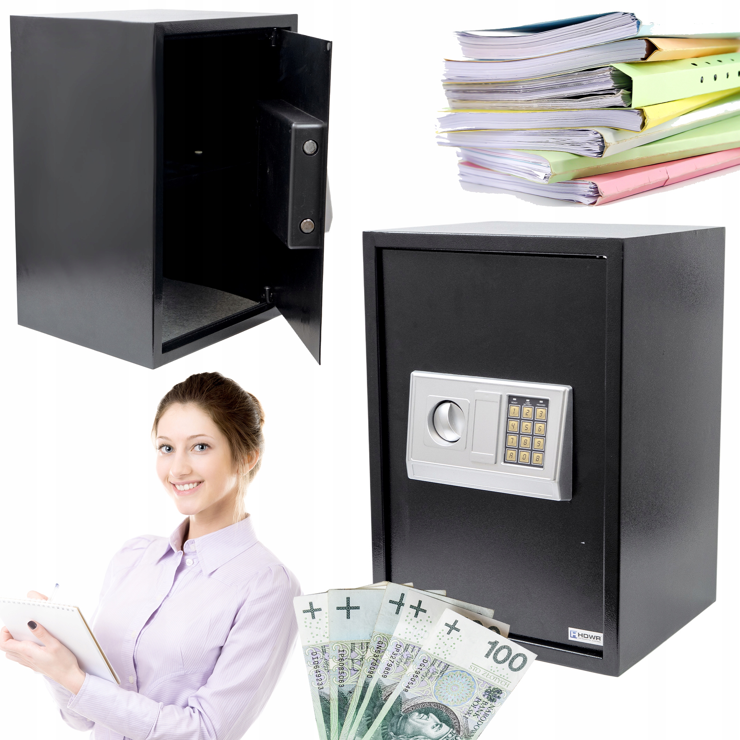 Kasa Pancerna Elektroniczny Sejf Na Kod I Klucz Duży Stalowy