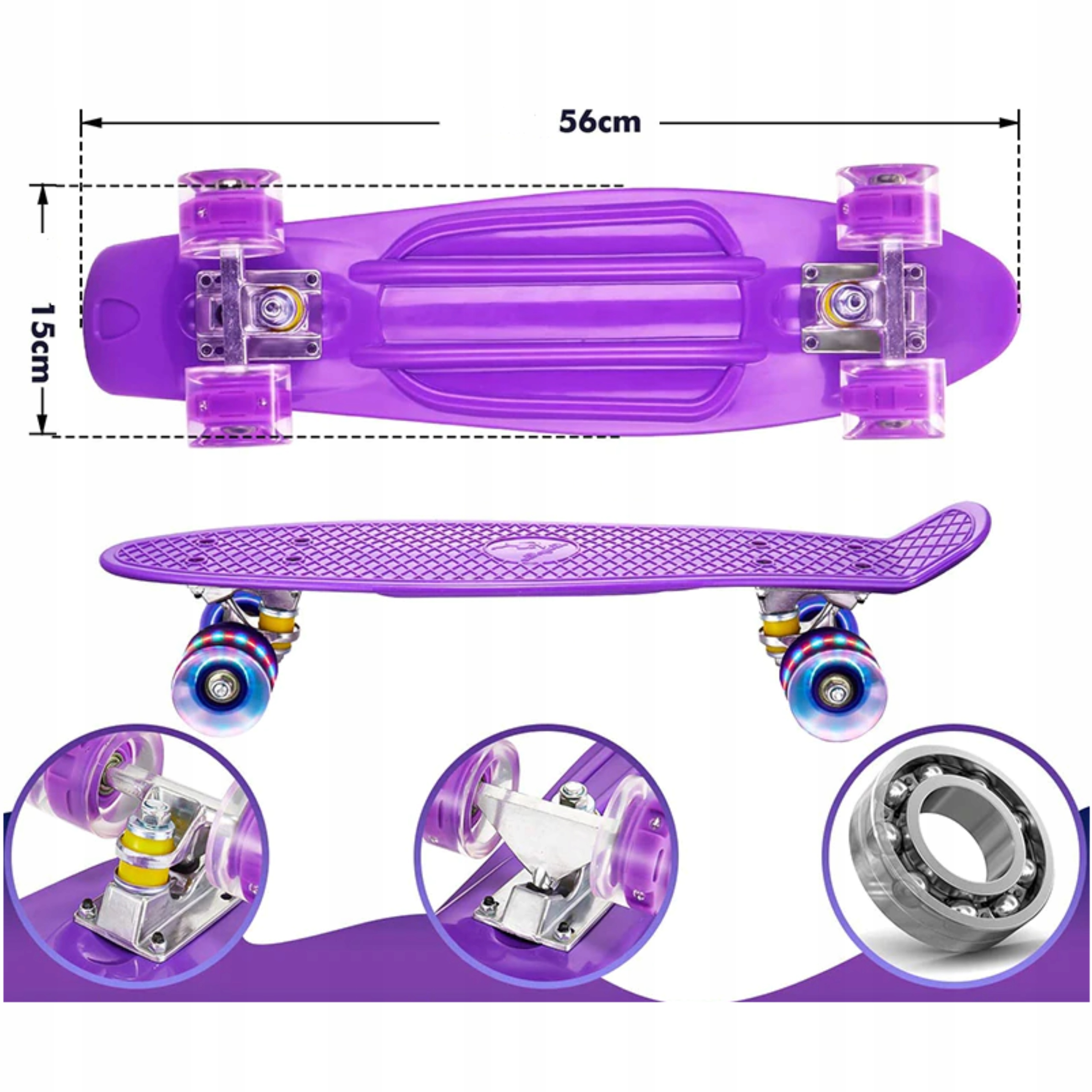 DESKOROLKA FISZKA ŚWIECĄCA KOŁA LED FISHBOARD FISH DLA DZIECI FIOLETOWA Model DESKOROLKA FISZKA KOŁA LED RGB ŚWIECĄCA DLA DZIECI