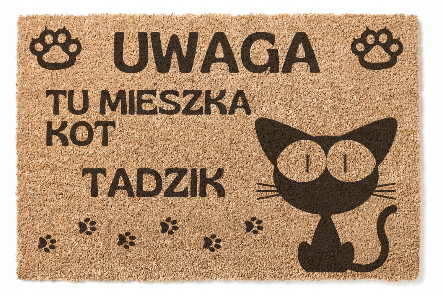 

wycieraczka z nadrukiem Tu Mieszka Kot ...imię