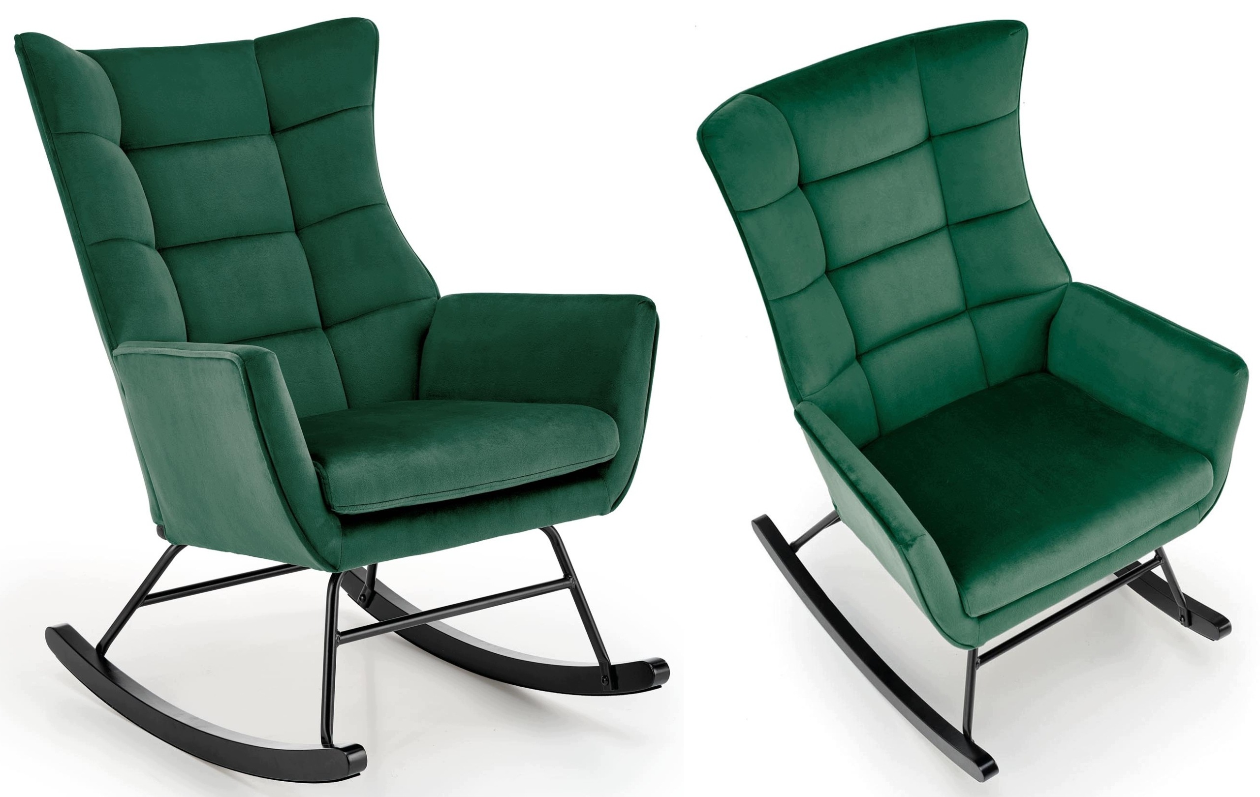 Fotel do salonu bujany Bazalto Ciemny Zielony tapicerowany velvet Halmar