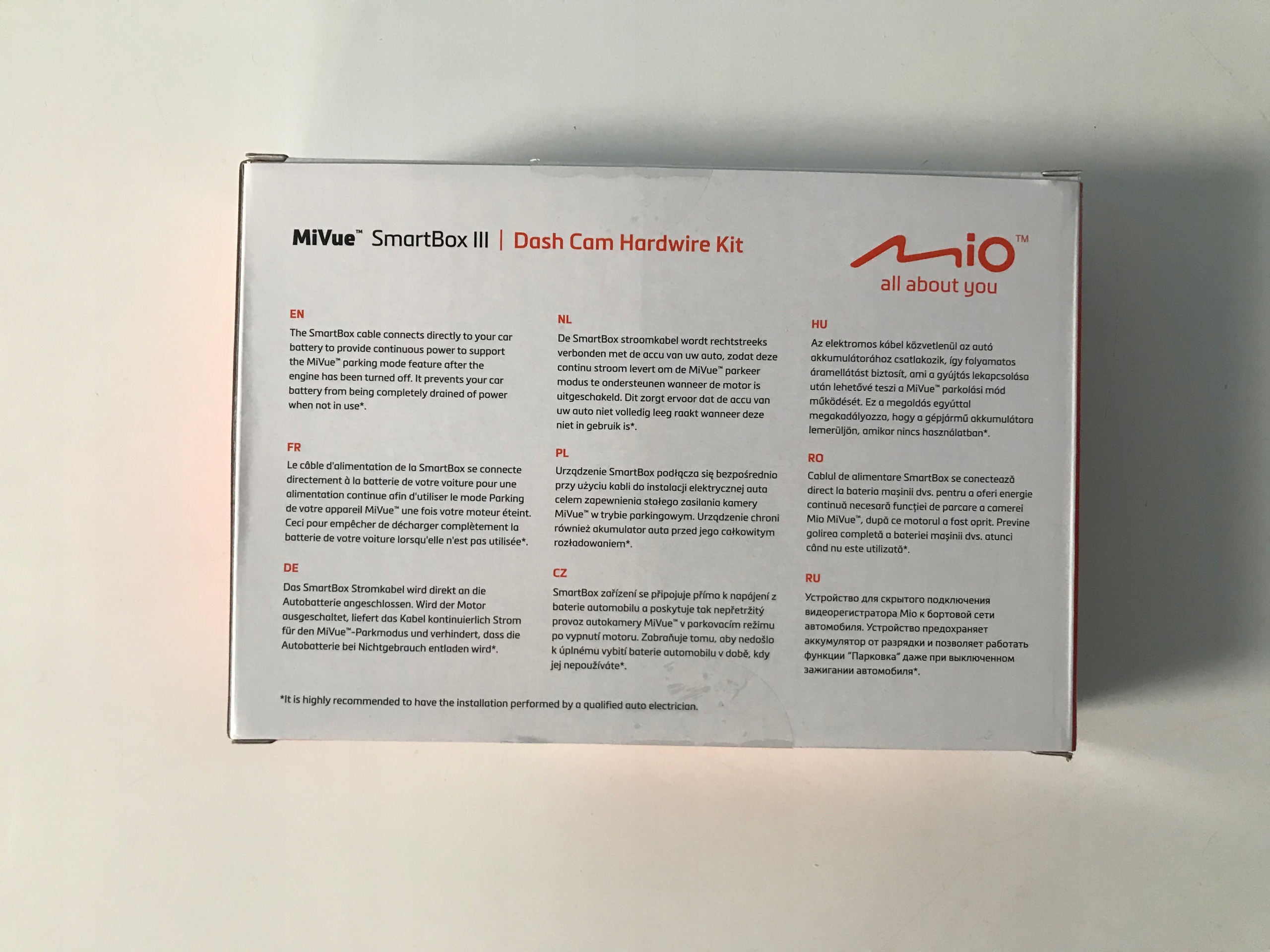 MIO MiVue SMARTBOX III ZASILACZ TRYBU PARKINGOWEGO + ADAPTER USB-C Informacje o bezpieczeństwie CE