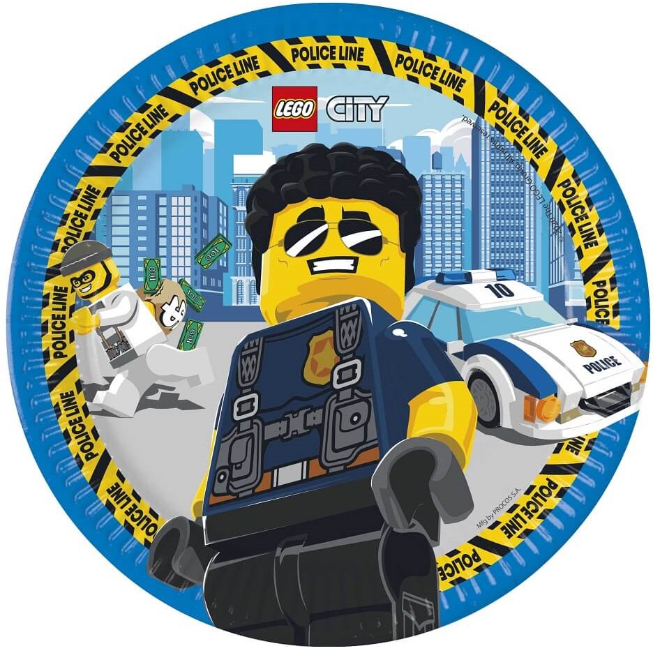 TALERZYKI PAPIEROWE LEGO CITY KLOCKI URODZINY 6SZT