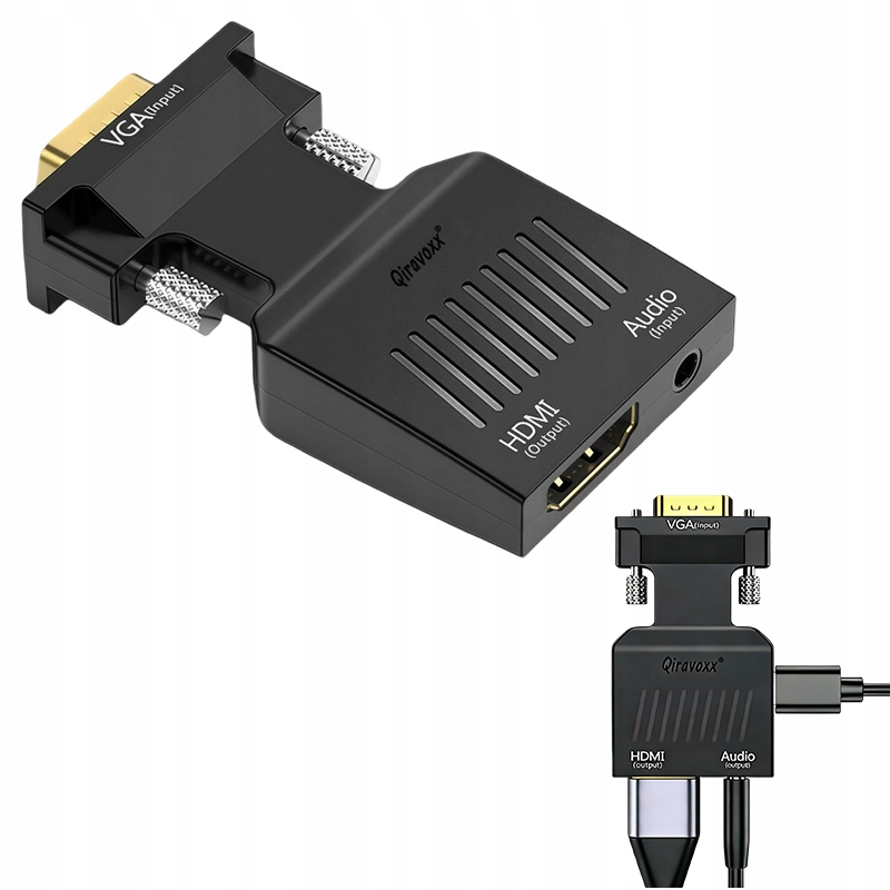PRZEJŚCIÓWKA VGA NA HDMI KONWERTER ADAPTER D-SUB DO FULL HD + DŹWIĘK AUDIO